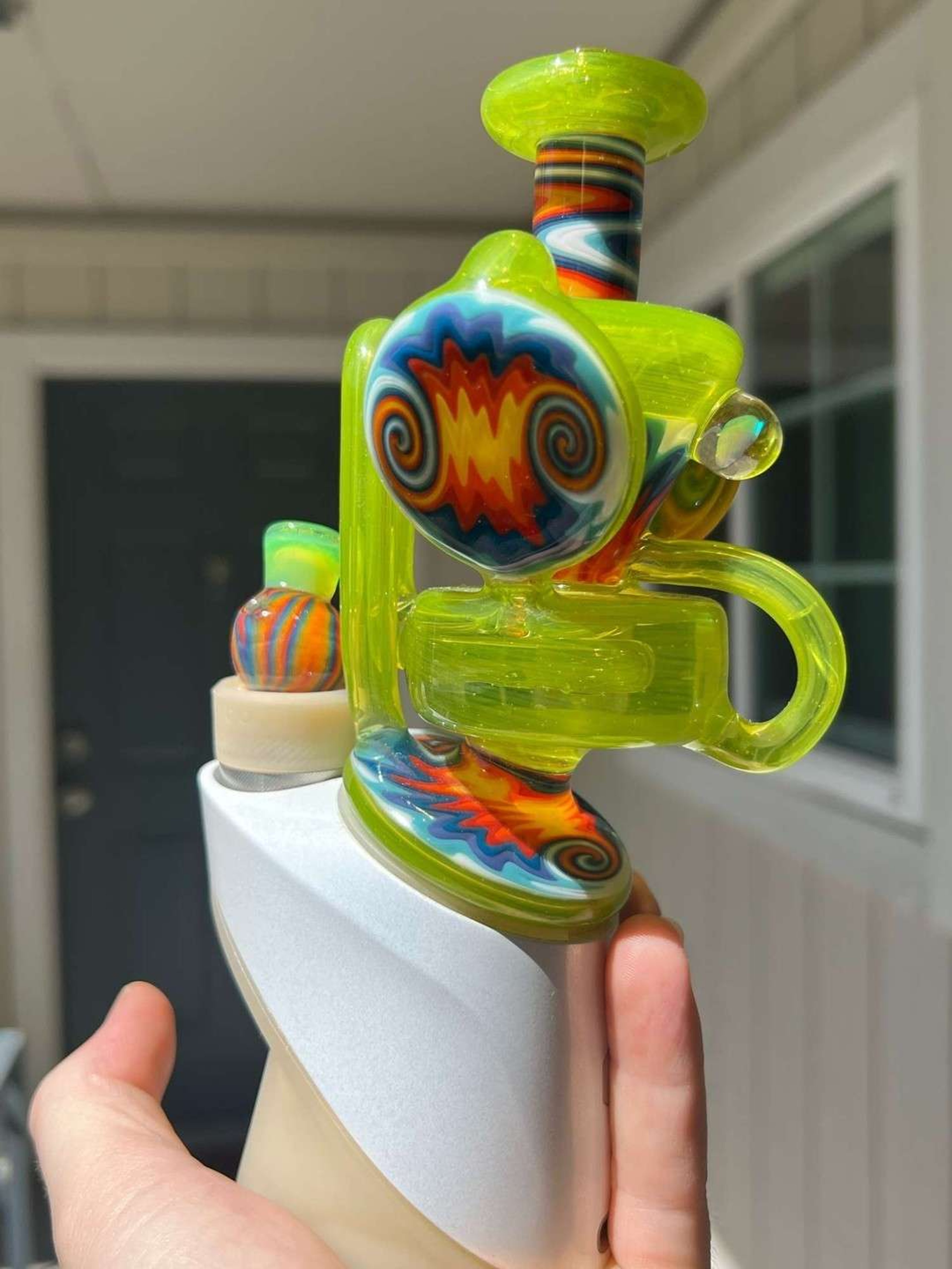 Preview pic of Rebelz Duel Uptake Recycler Puffco Top w/ WiggWagg