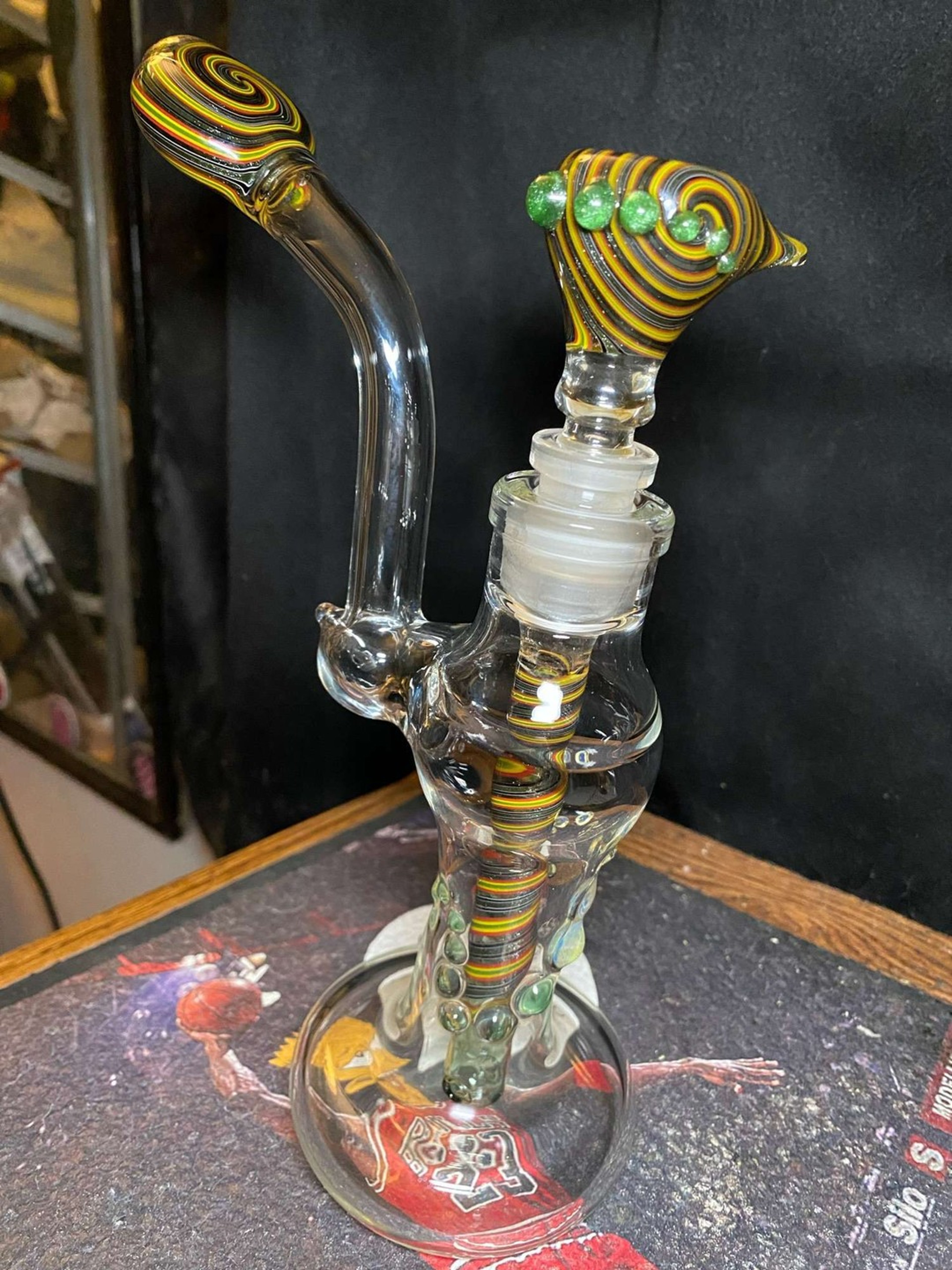 American made bubbler with lineworked downstem & slide. image 0