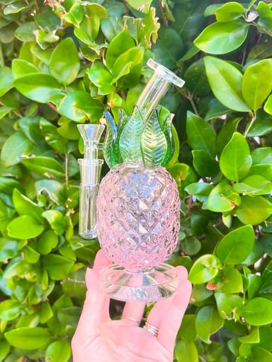 Preview pic of Pretty Pink Pineapple Glass Water Pipe
