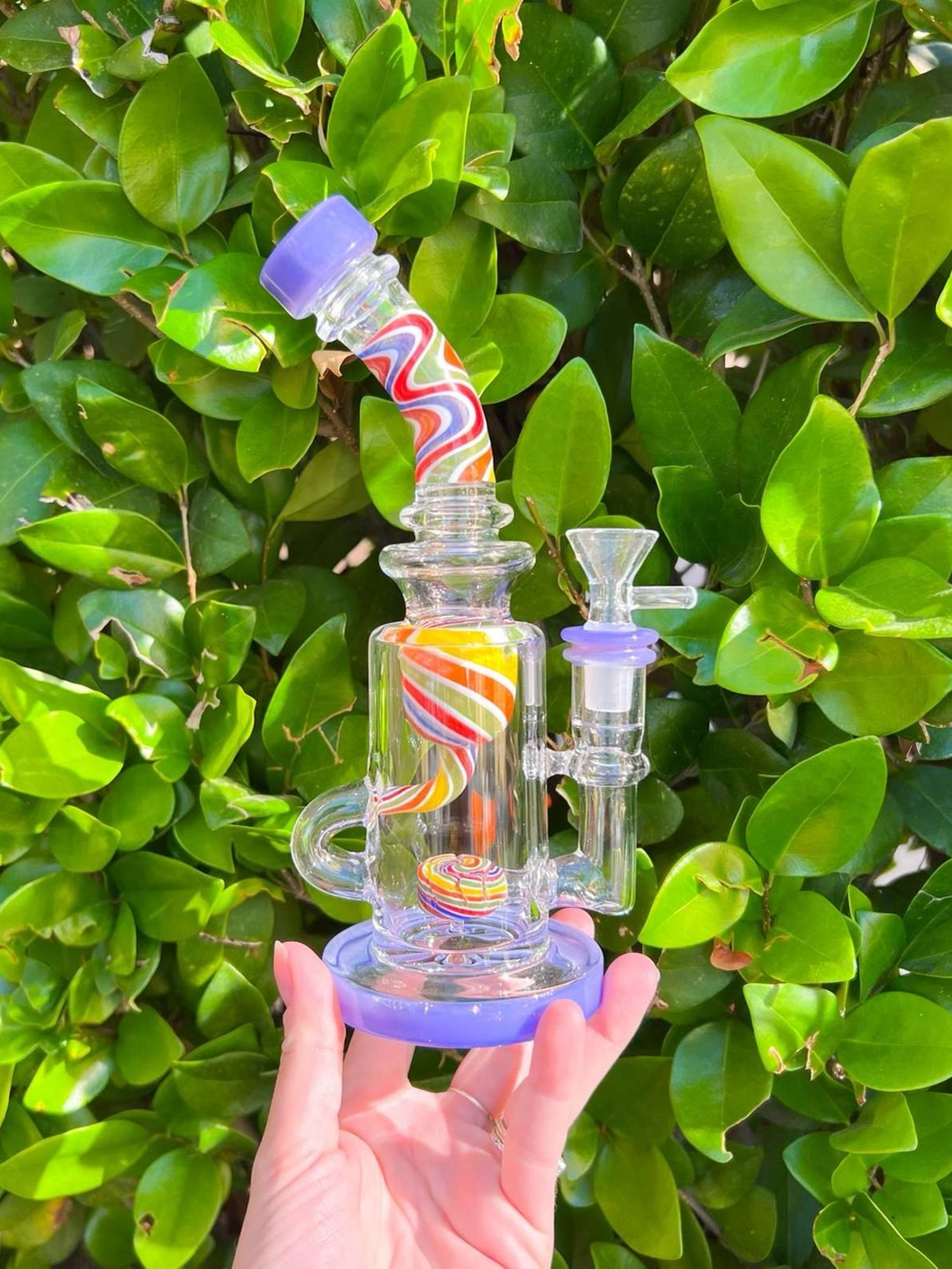 Preview pic of Purple Rainbow Wig Wag Recycler Water Pipe