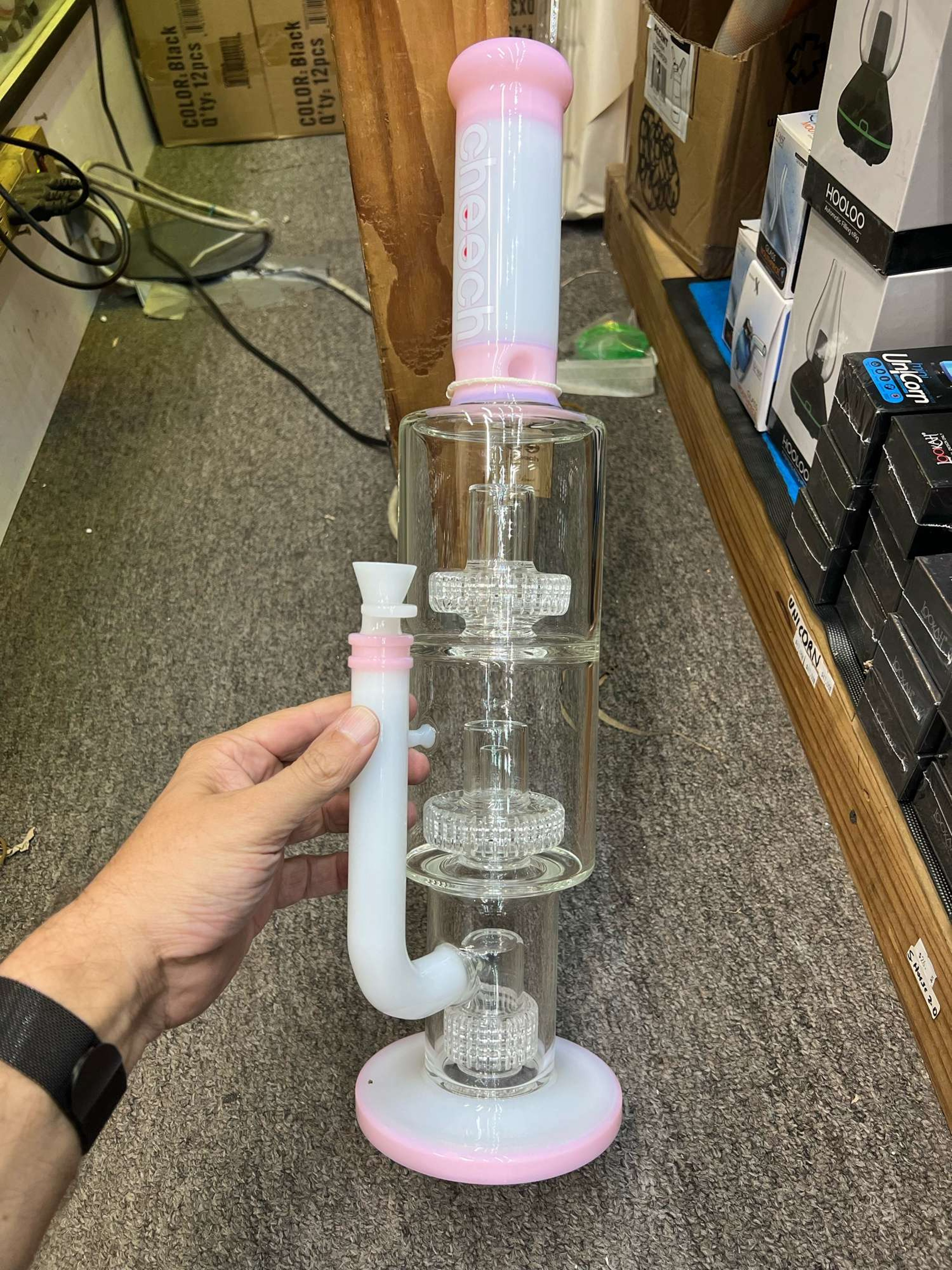 Cheech Pink Triple Matrix Perc Straight Tube image 0