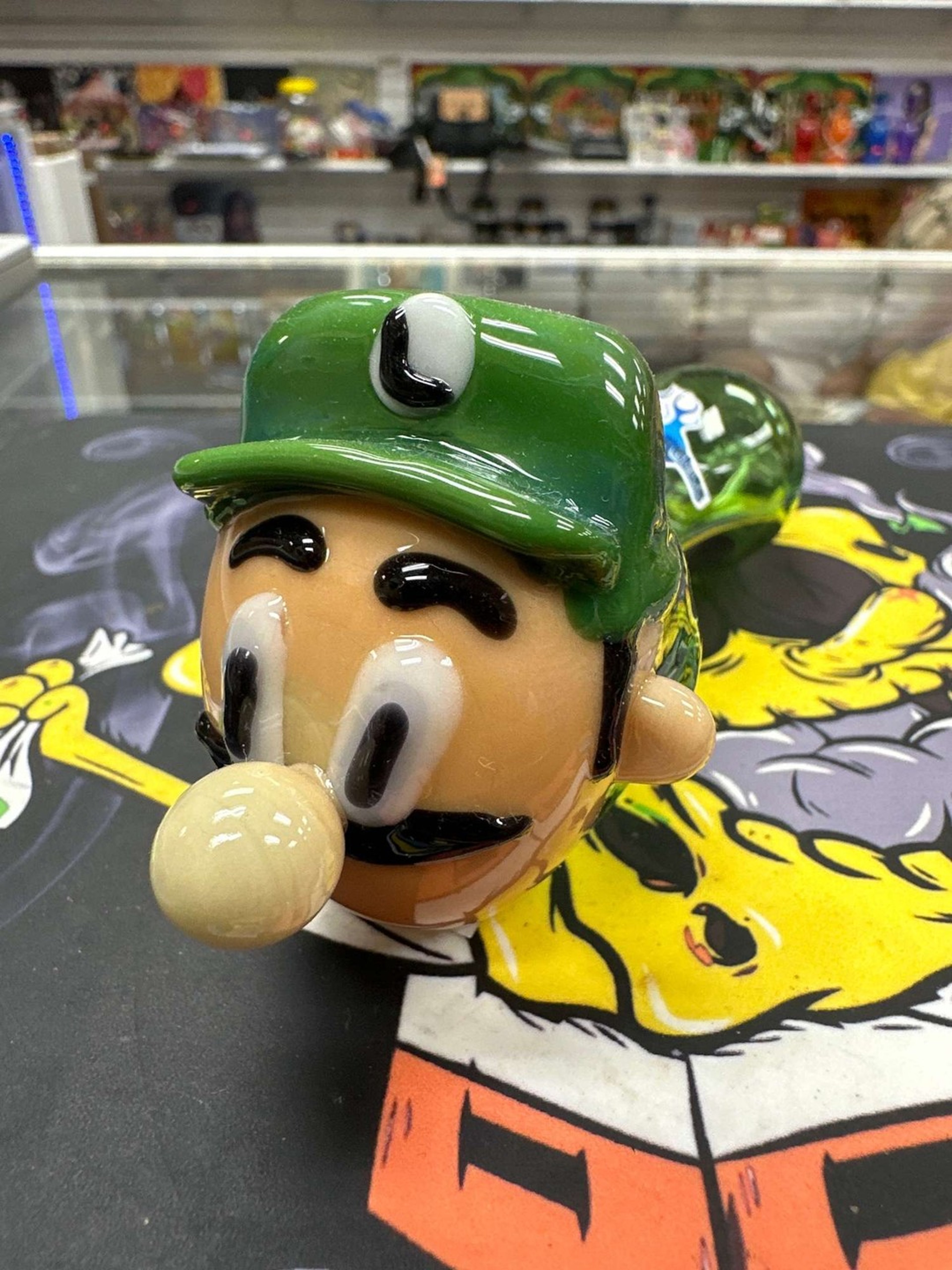 Chameleon Glass Luigi Nintendo Bowl image 0