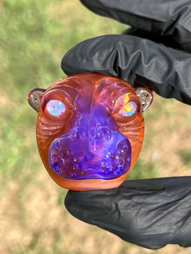 Preview pic of Brand New Crux Glass Hippo Pendants! Experimental Orange Satin, Venom