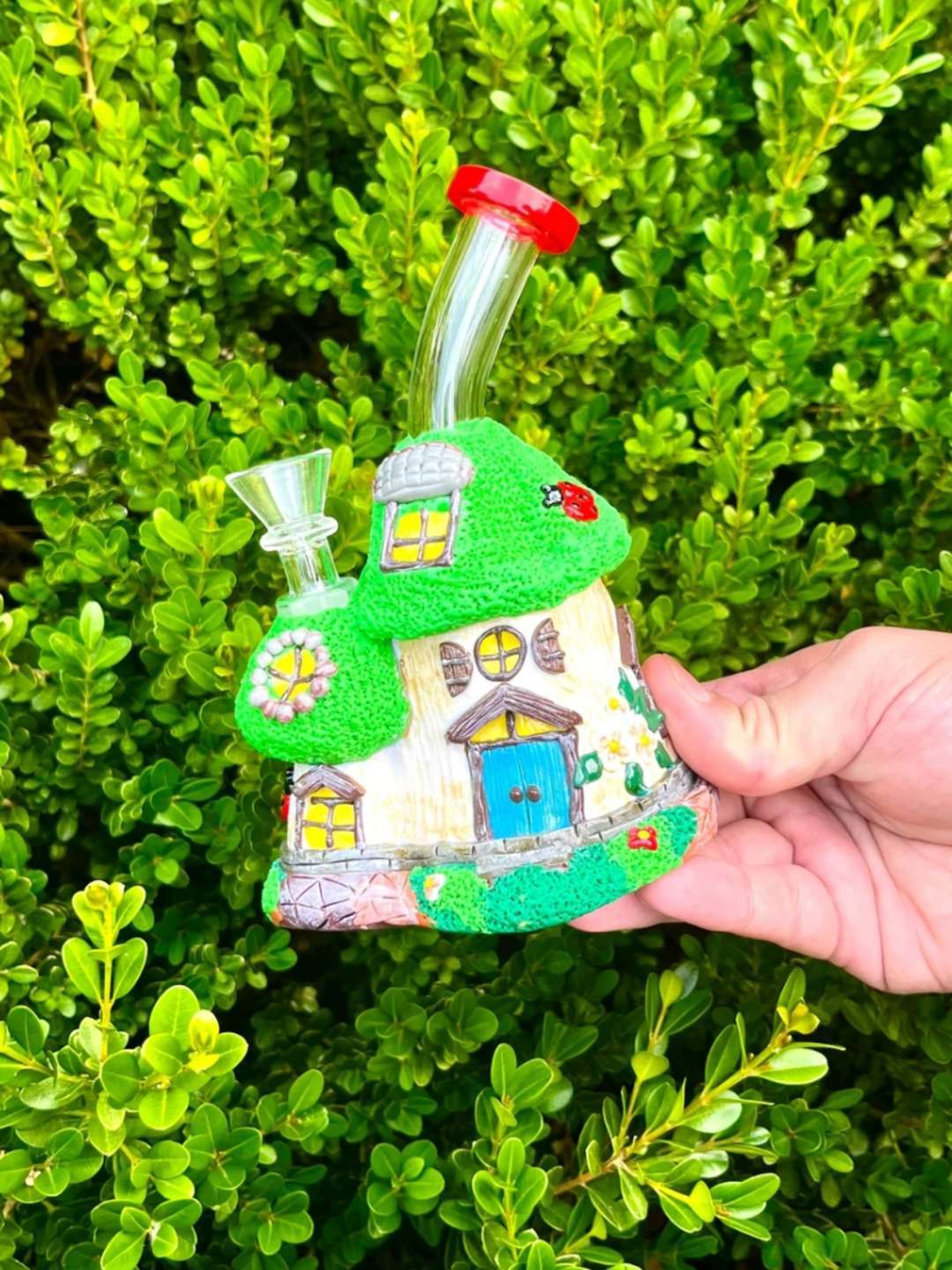 Skyward Journey: 9-Inch Ceramic Dab Rig Water Pipe Bong with Honeycomb Percolator and Artistic Cloud Design Skyward Journey 9-Inch Ceramic Rig Water Pipe Bong image 0