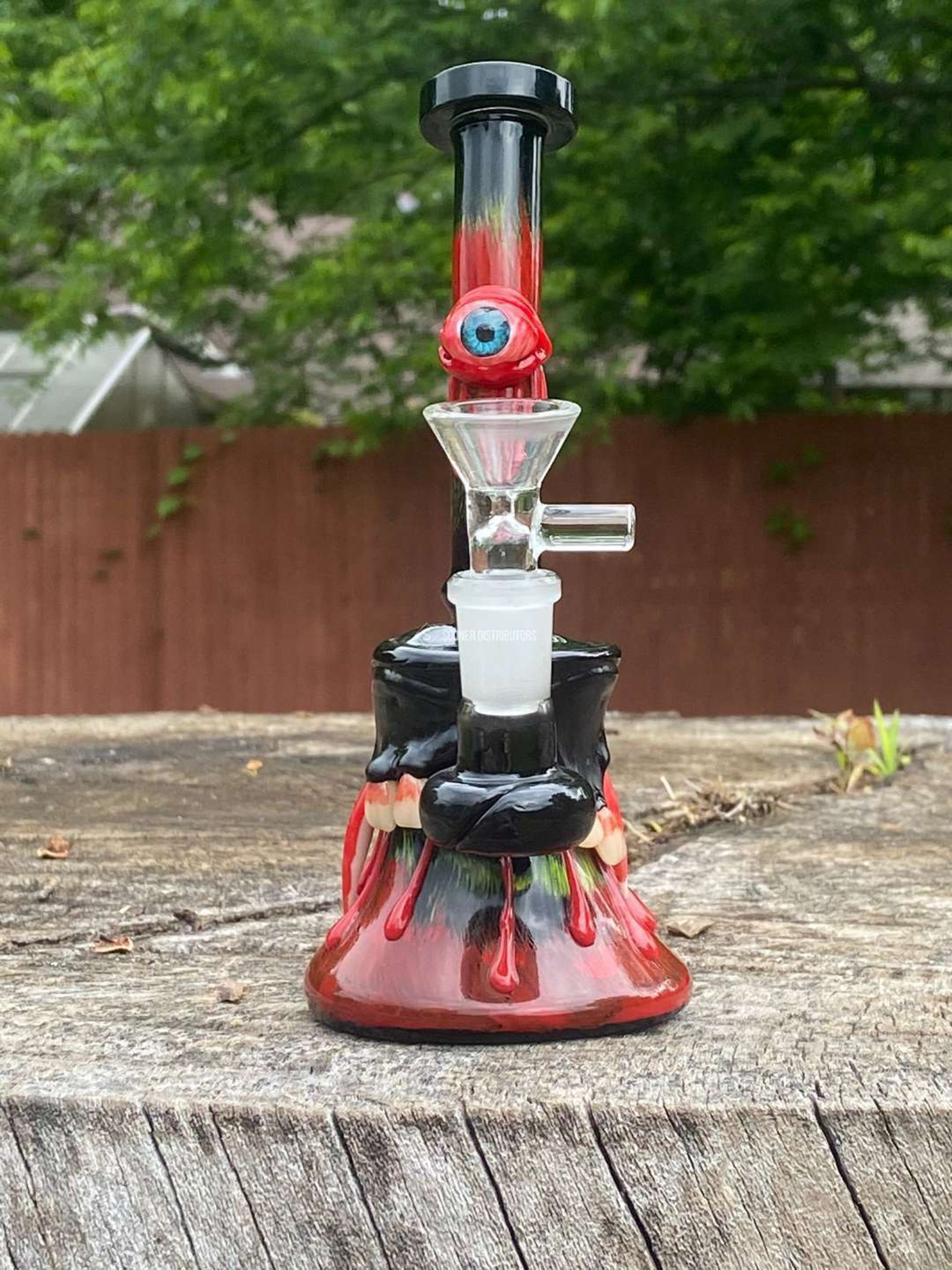 Preview pic of 7 inch Red Glass Bubbler