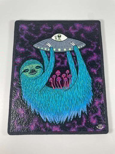 Preview pic of JG x Moodmats mushroom sloth space invaders mat