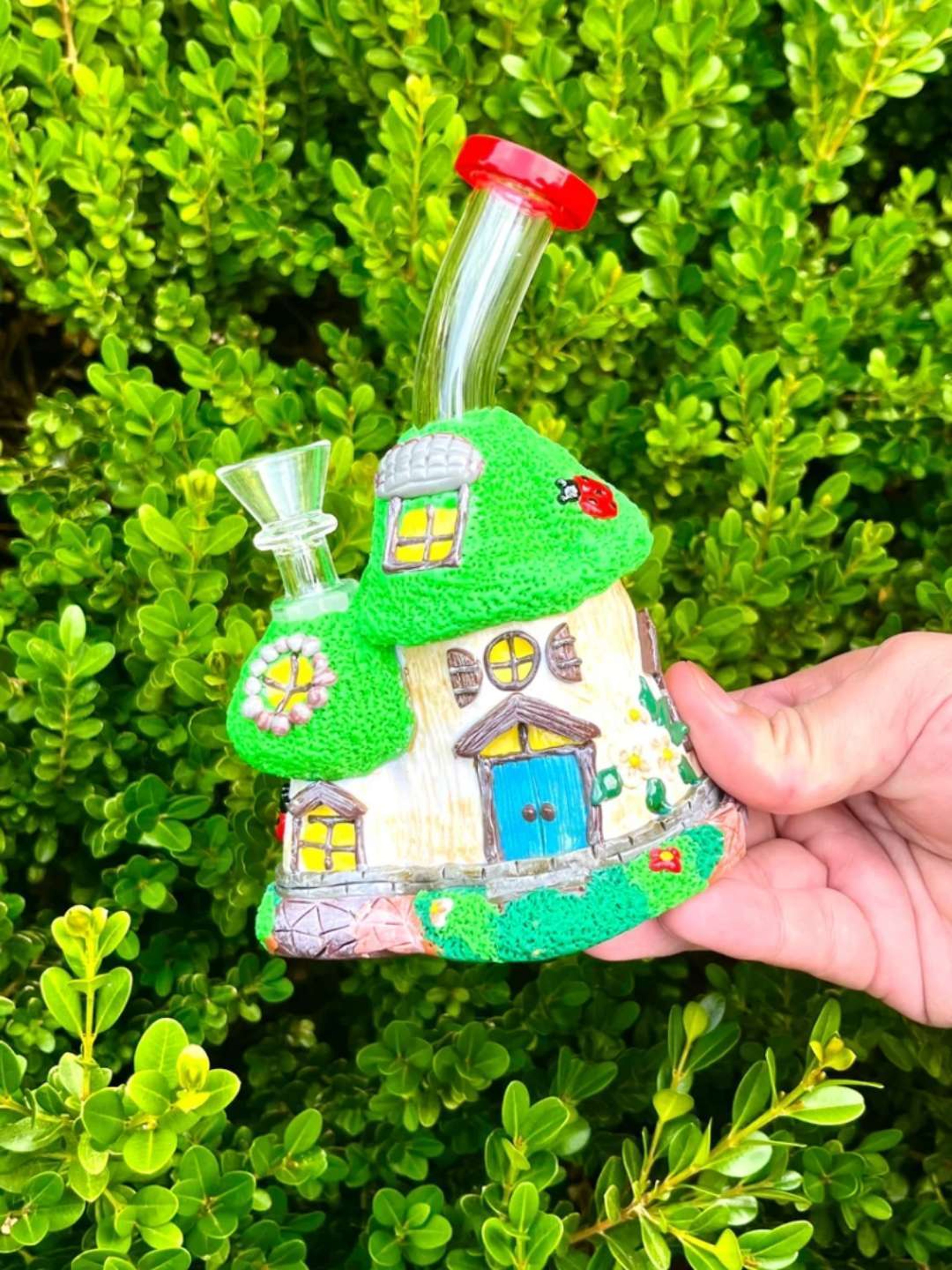 7" Mushroom Treehouse Ceramic Glass Pipe image 0