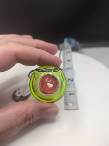 Preview pic of Lime green Hollow Pendant with floating opal #2
