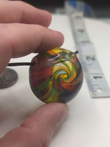 Preview pic of Dark Rainbow Swirl Hollow Pendy