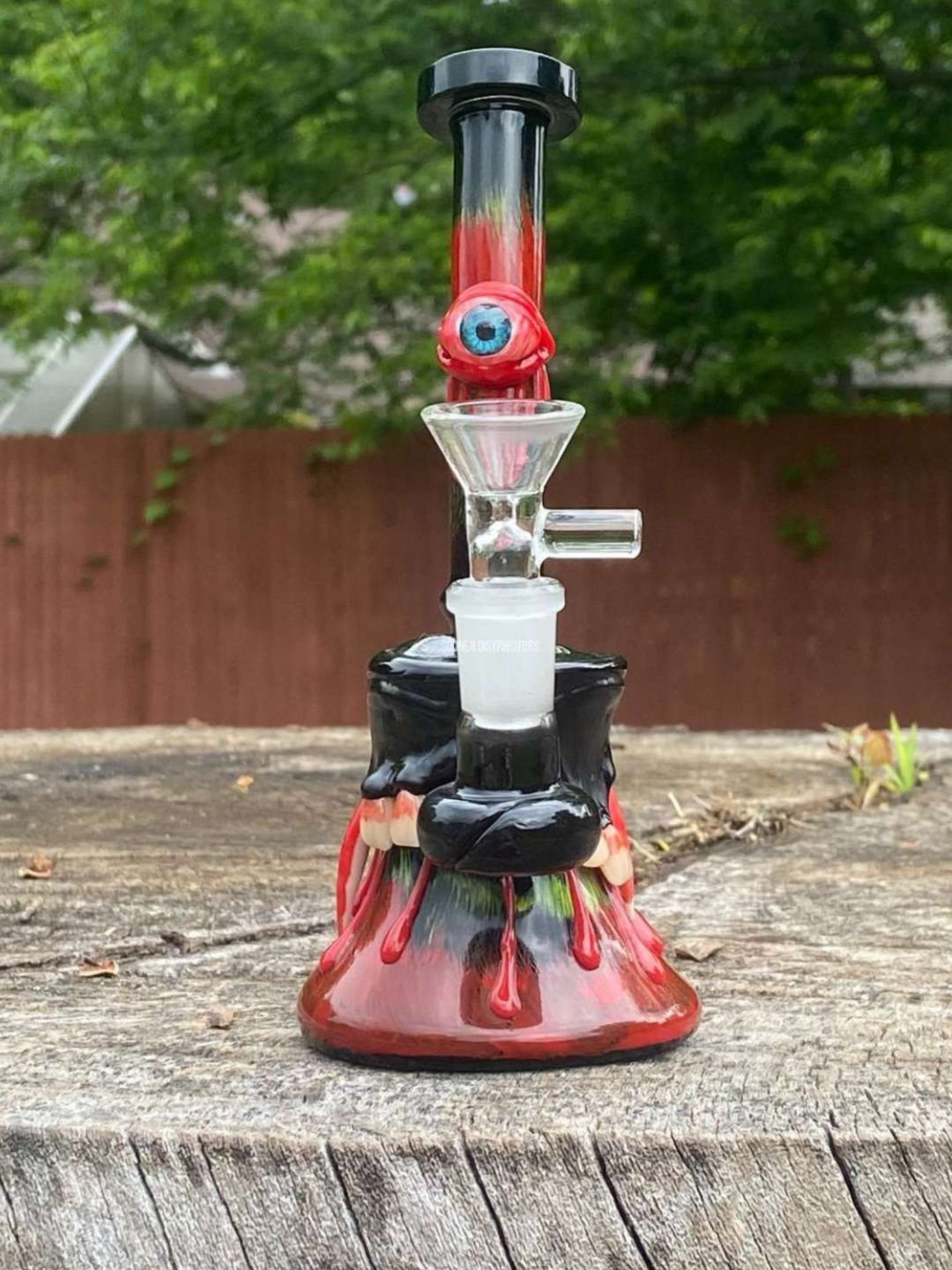 Preview pic of 7" Red Glass Bubbler