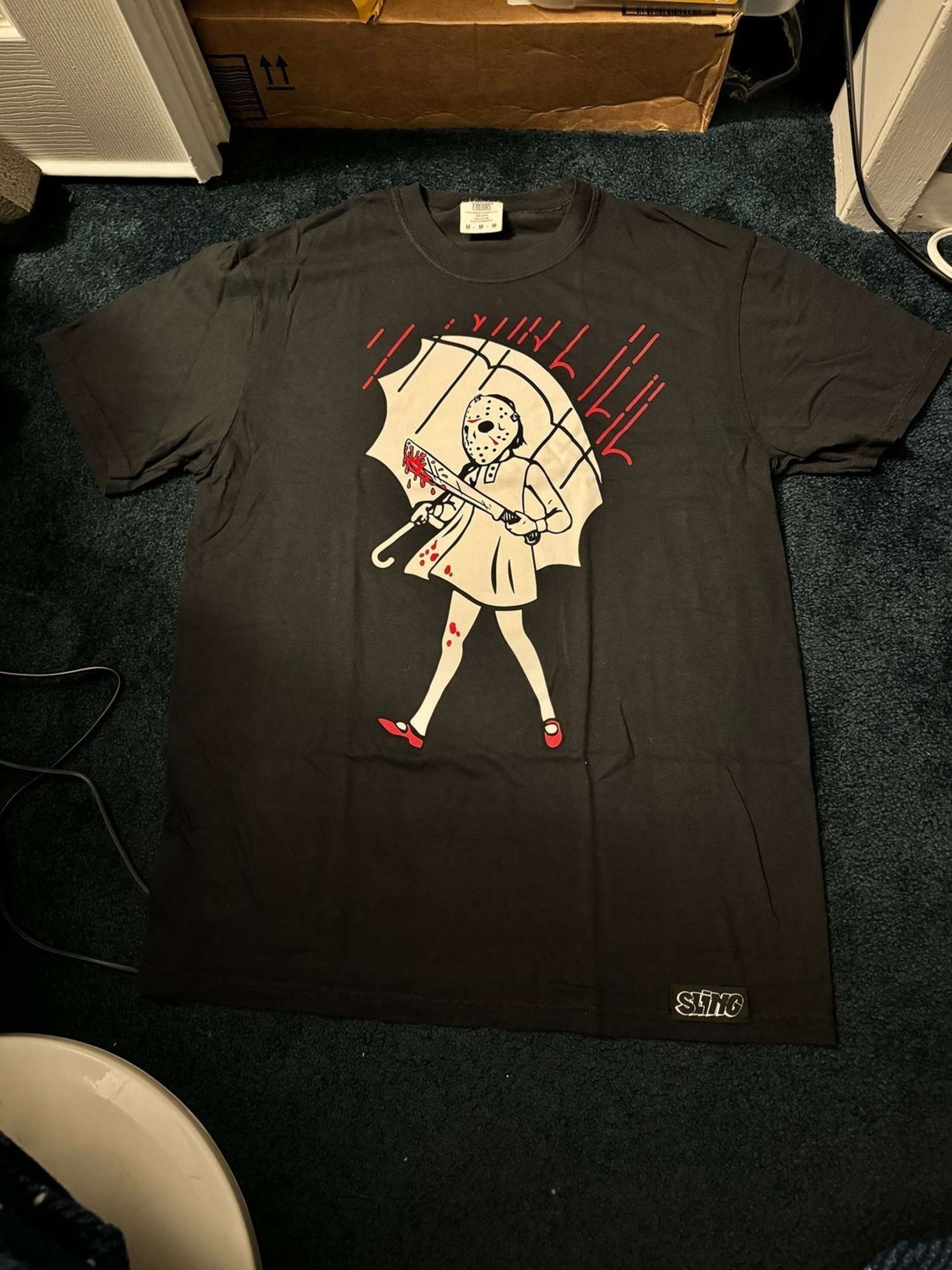 Slinger assault girl Jason “Friday the 13th” comfort colors MEDIUM BRAND NEW image 0