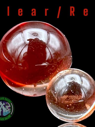 Preview pic of Hula Glass - 2-Piece Marble Set (Clear/Red)