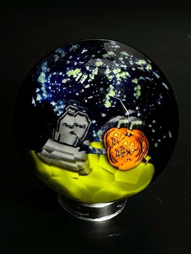 Preview pic of “Halloween Mourning” Faceted Marble Collab