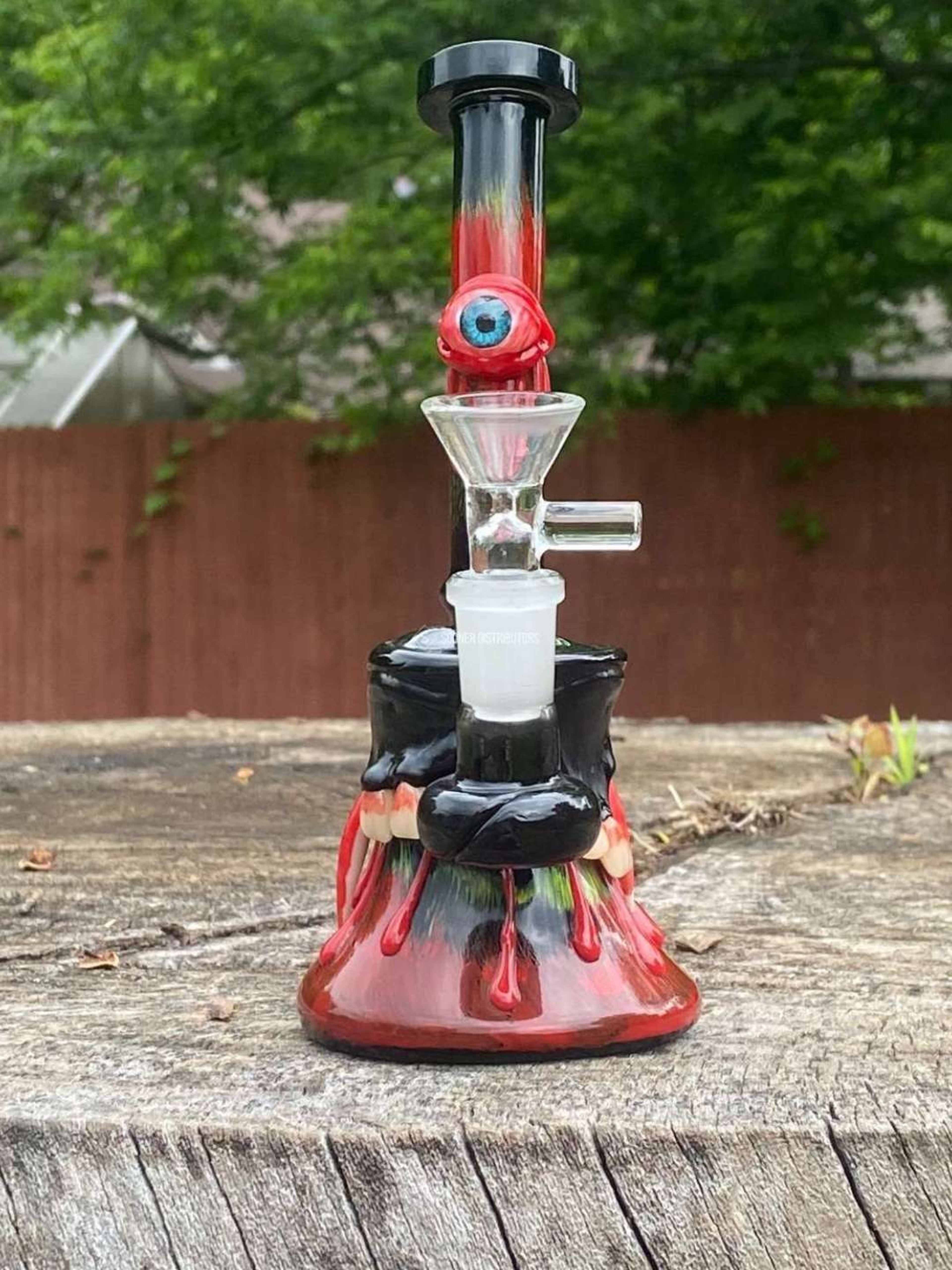 7" Red Glass Bubbler  image 0