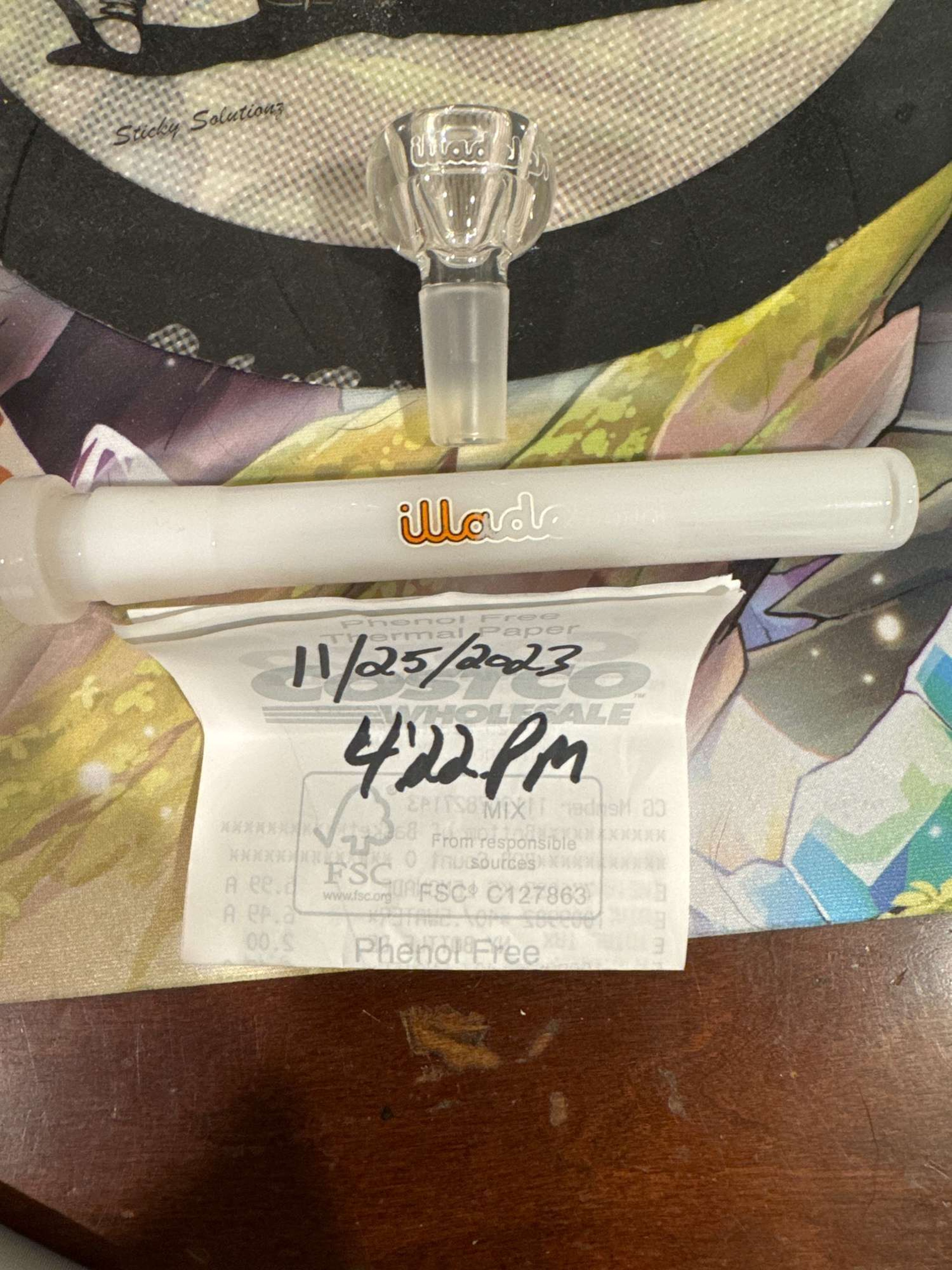 Orange Mini Downstem 14/20 Orange on Clear Single Hole Slide image 0