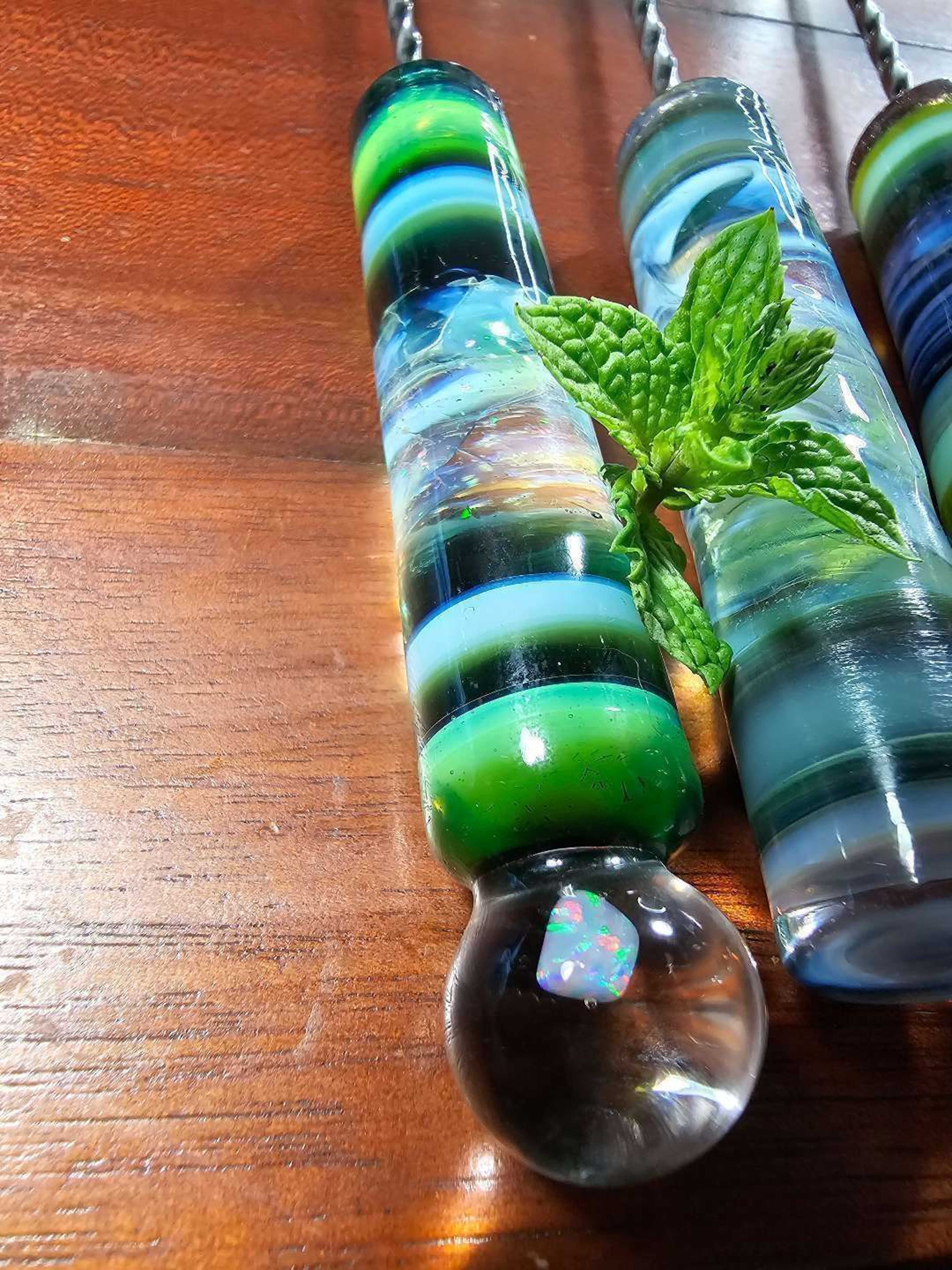 Preview pic of Borosilicate worked handle cocktail mixing spoon