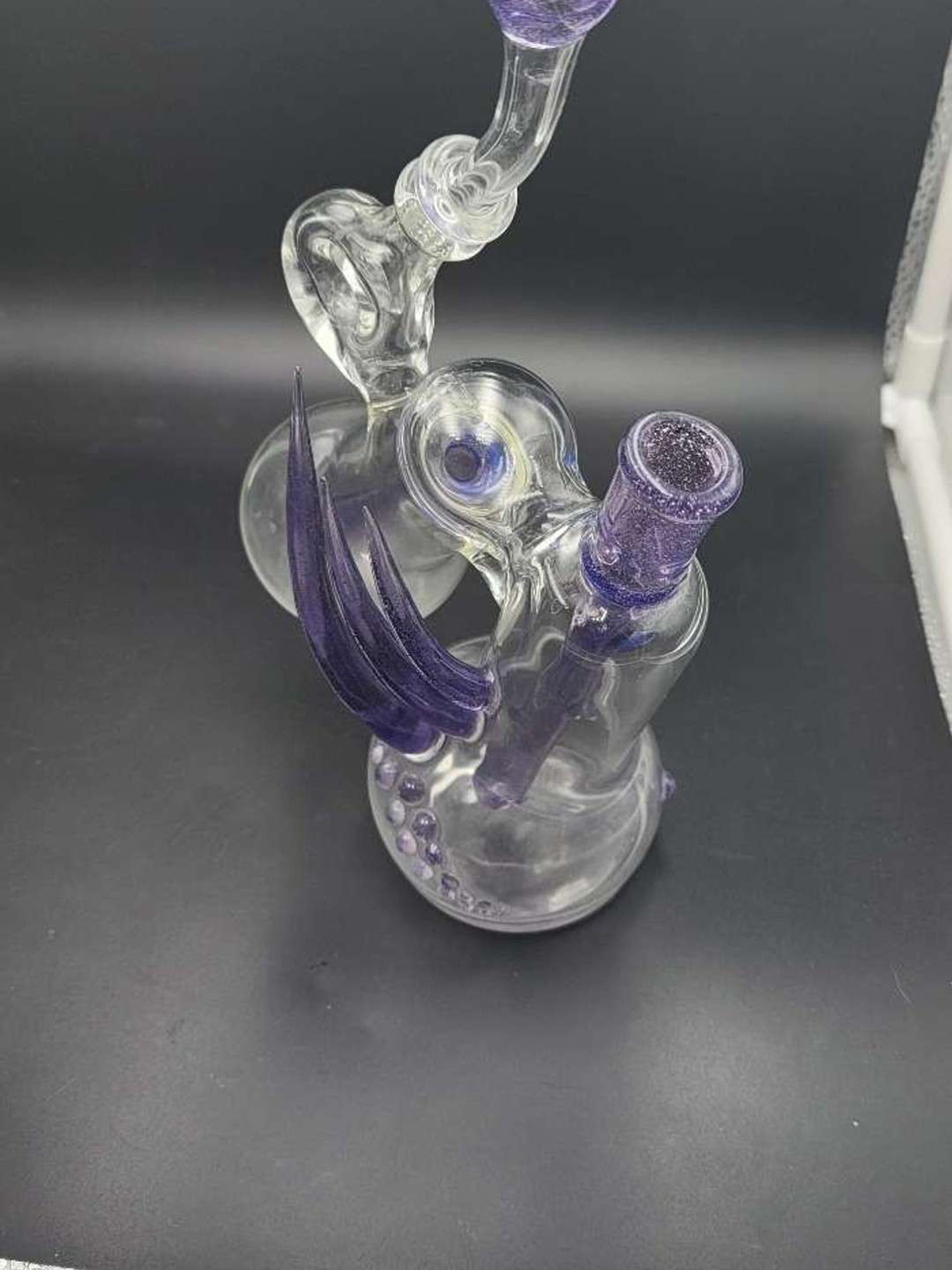 Preview pic of Purple lollipop double bubbler with opal adornment