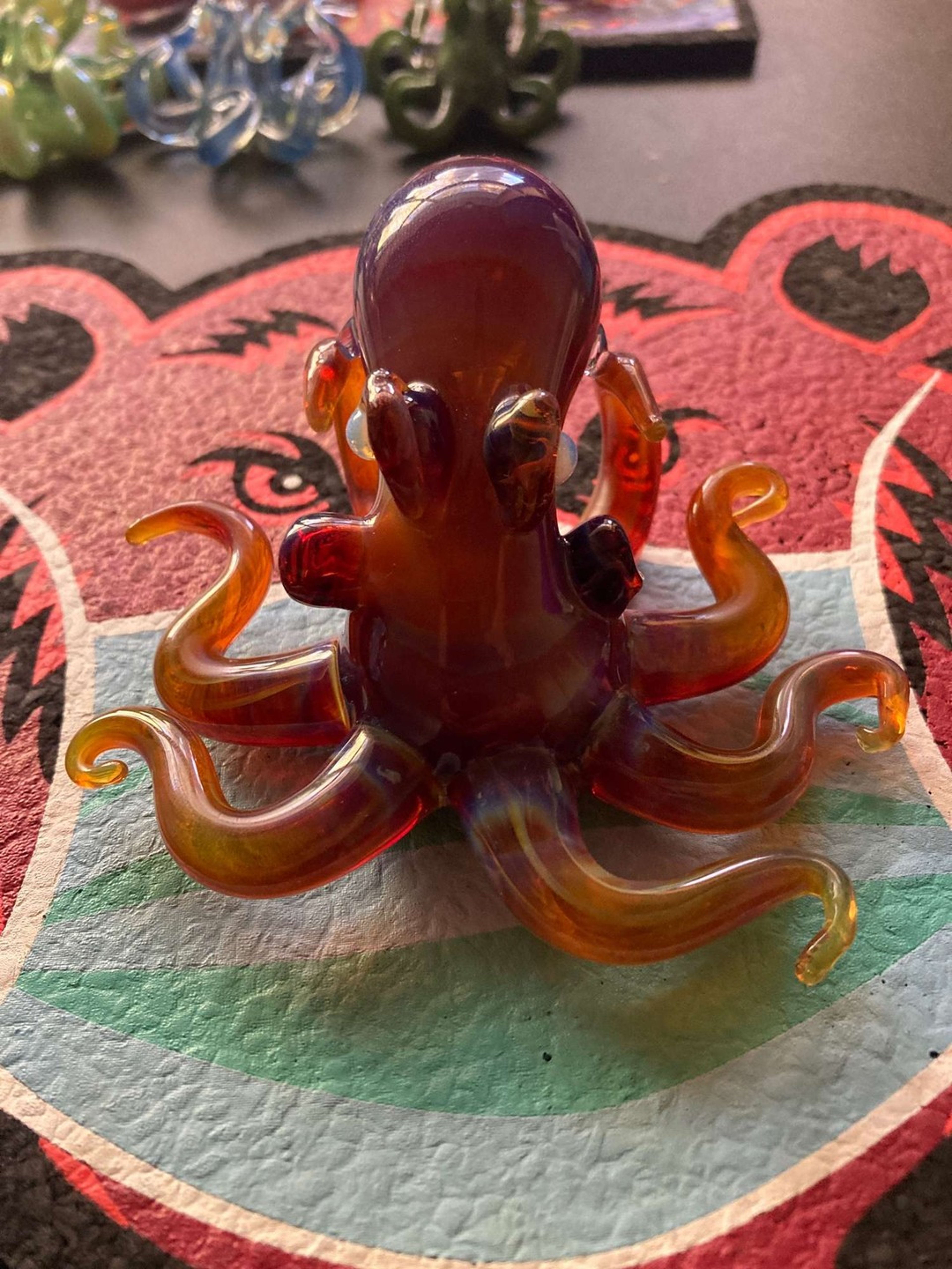 Izzy octopus pendant/pipe amber purple with carb image 0