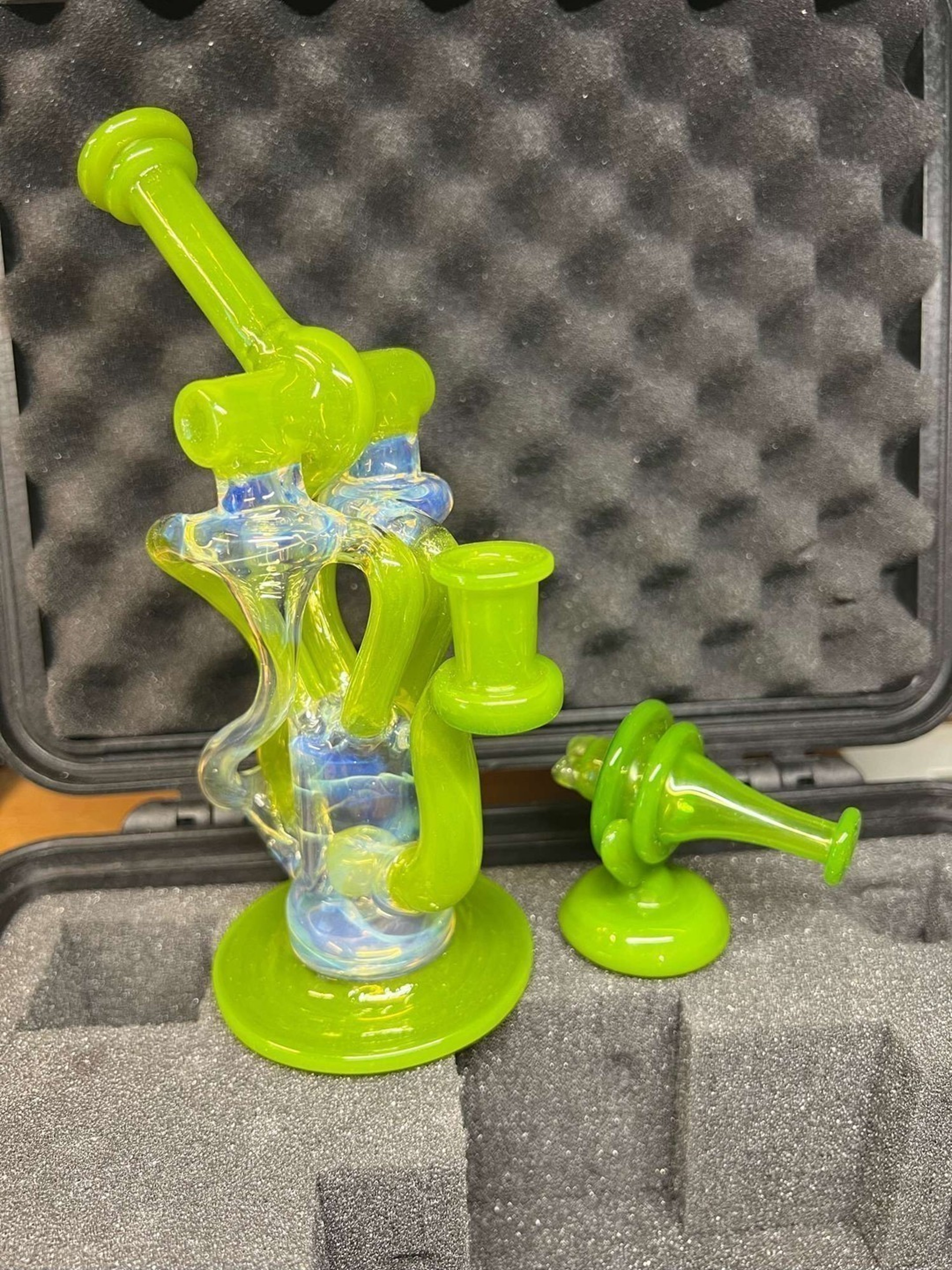 Domer Double Bubble Dumper 10mm Limedrop and Light Yellow Recycler image 0