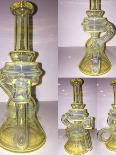 Preview pic of 2016 Djonnylawless NS Yellow Klein Recycler w/ Flower of Life Perc