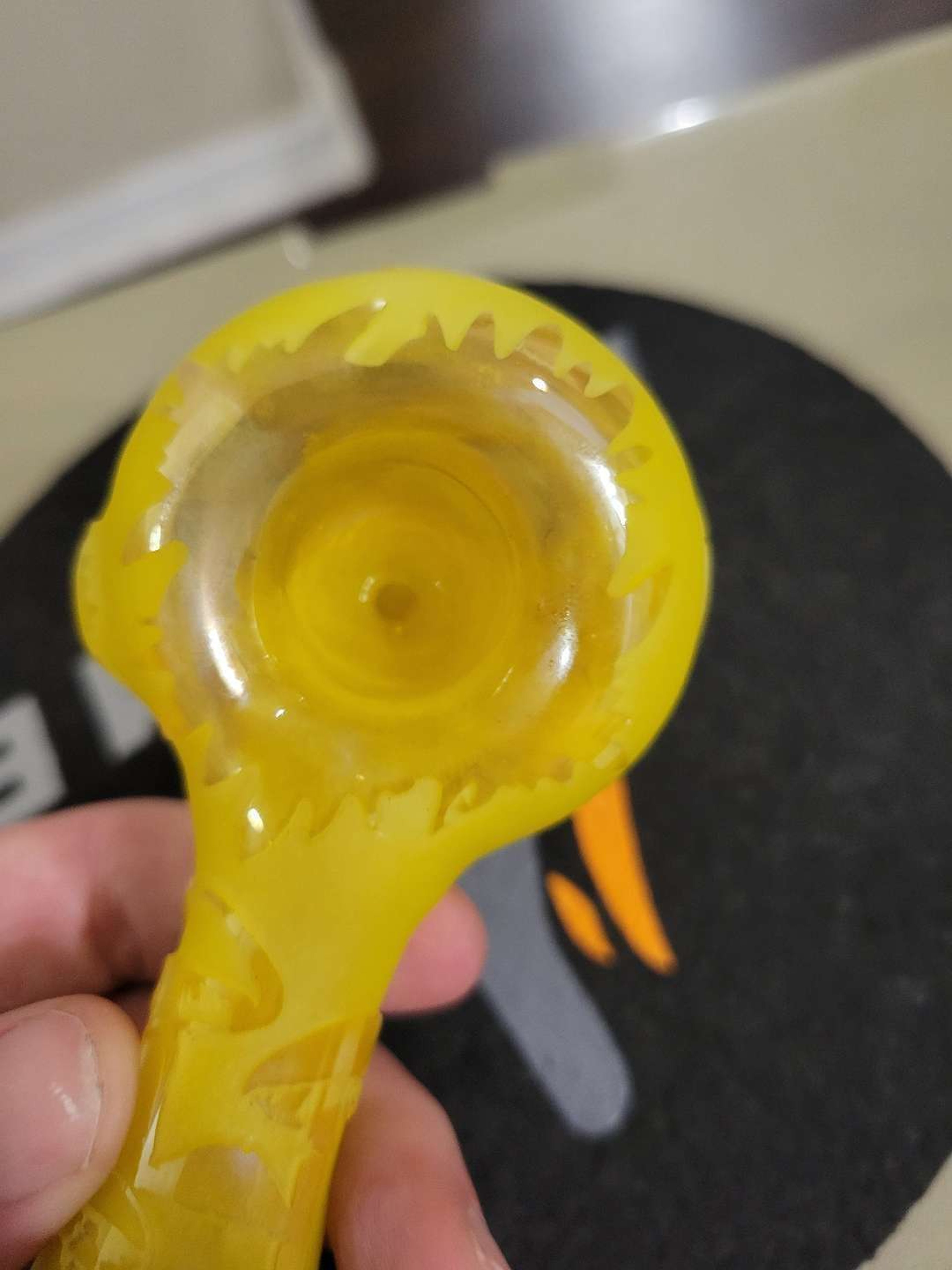 Liberty 503 glass yellow mushroom spoon image 0