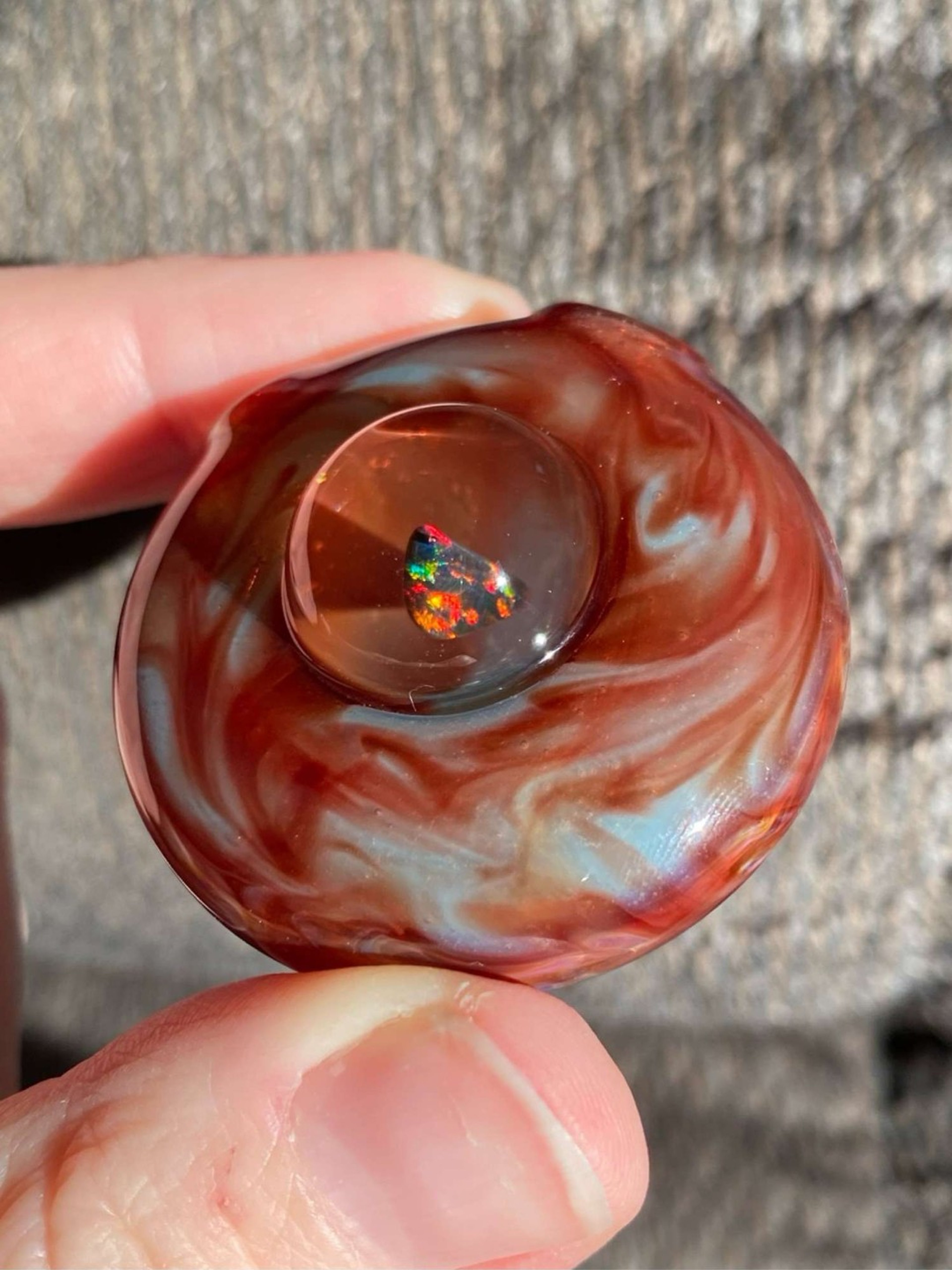 Preview pic of Pomegranate/Peafowl RGB Opal Hollow Pendant