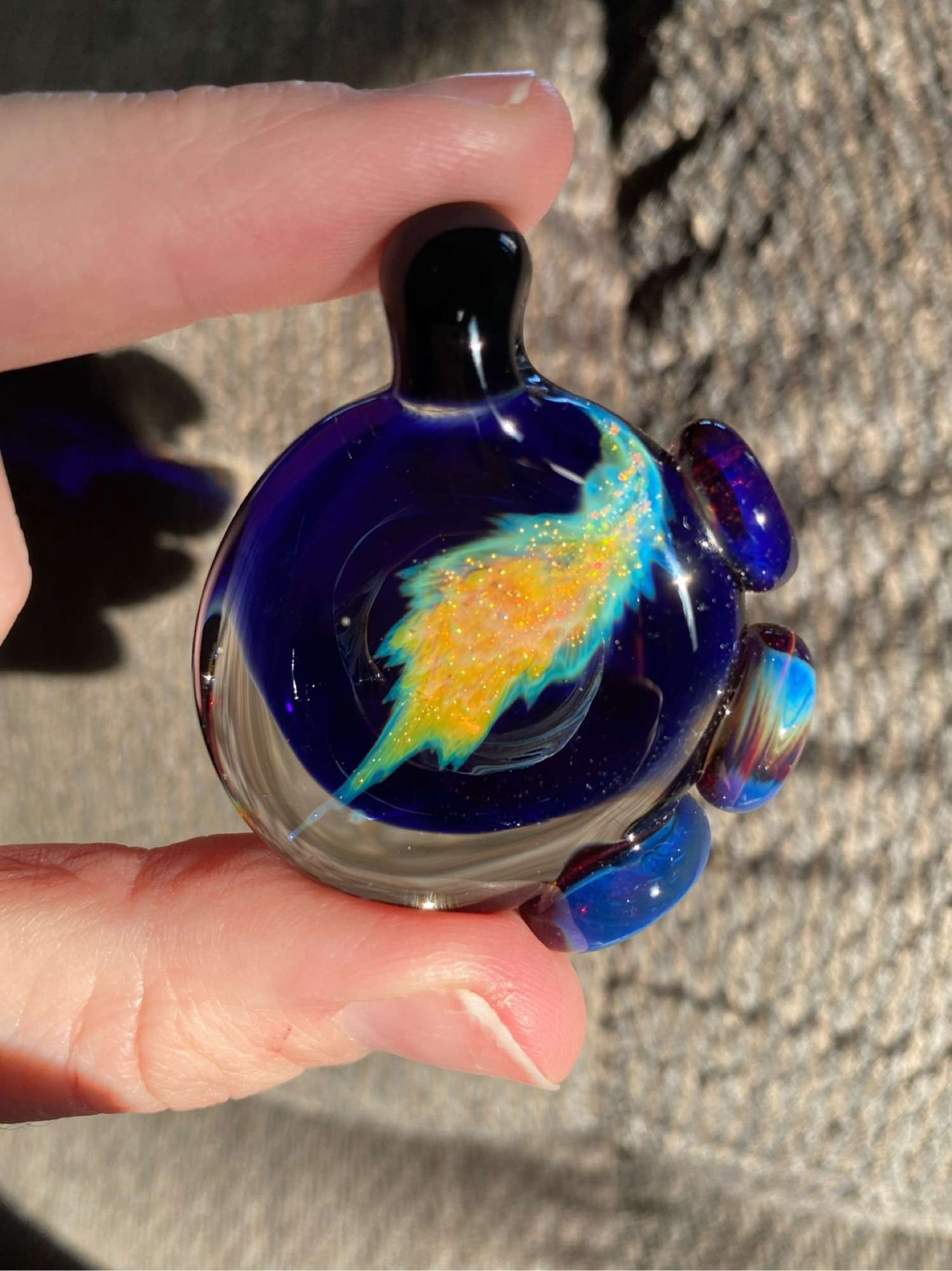 Fume and Crushed Opal Cobalt Pendant image 0