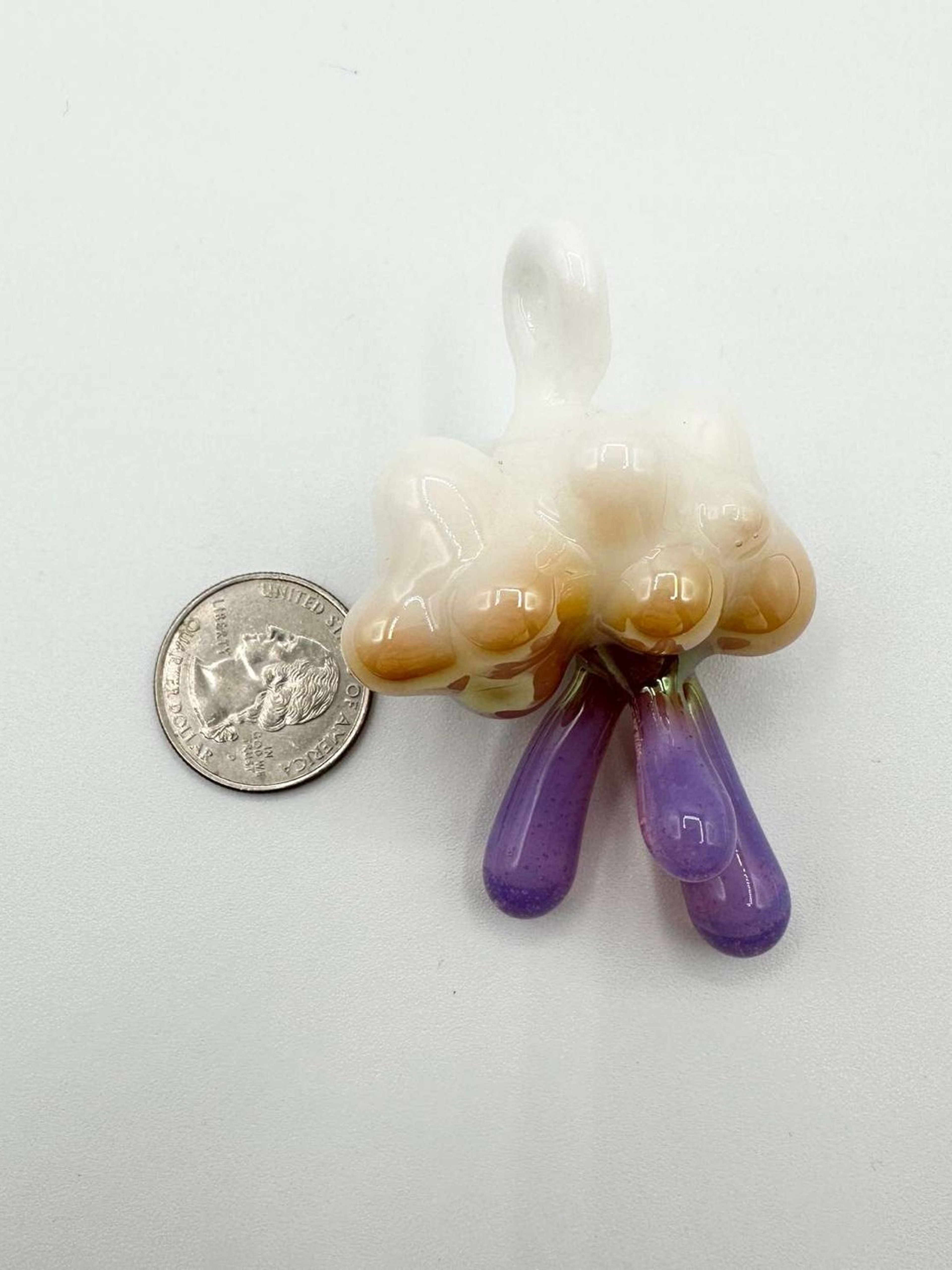 Down Neck Glass Fumed Cloud with Pink Drops image 0
