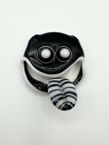 Preview pic of Goofball Glass Black and White Striped Tongue Smiler