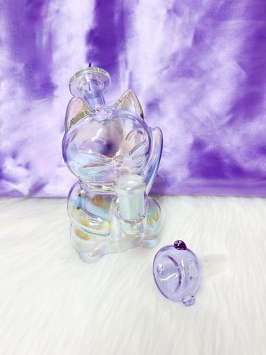 Preview pic of Iridescent Lucky Cat 6in Water Pipe