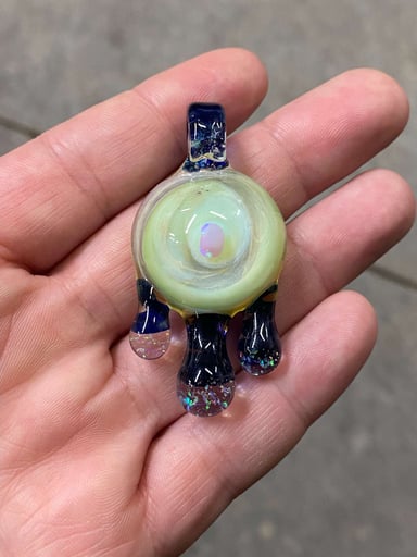 Preview pic of Green and Blue crushed opal drip pendants