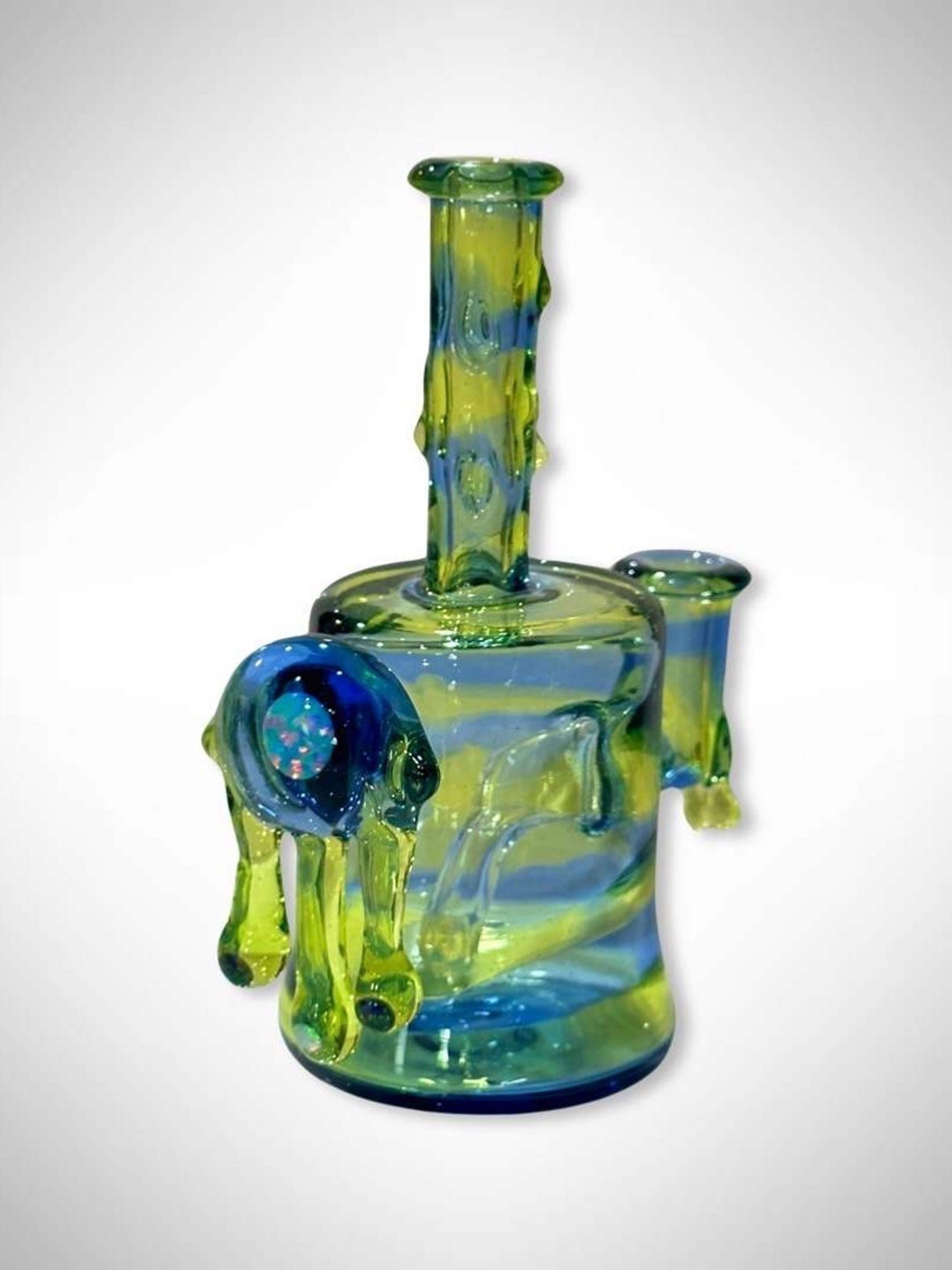 Justdewitglass (JDG) 6” Drippy Tube Multi Color Rig with Opals image 0