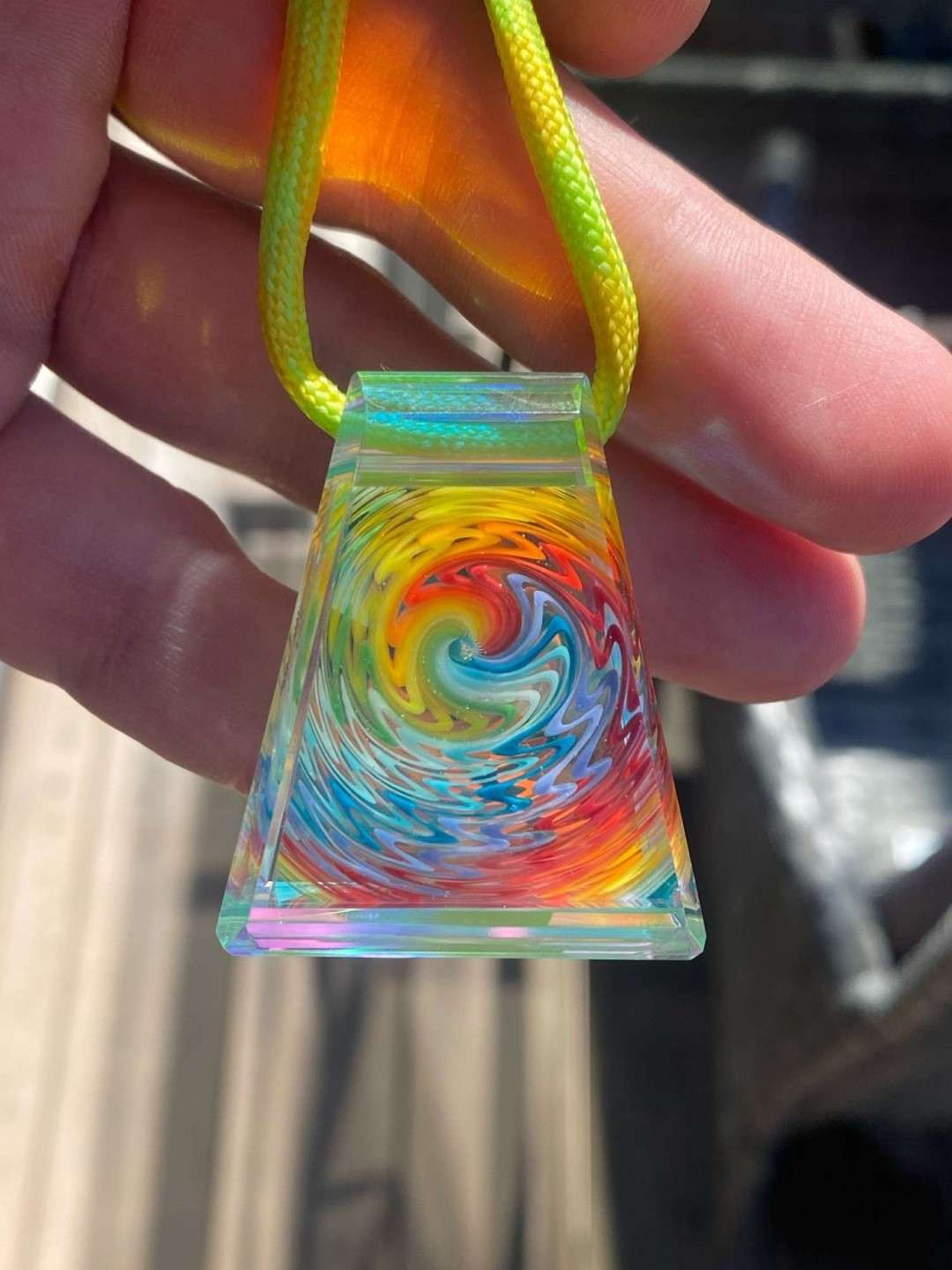 Preview pic of Boro Barto Rainbow Dichrioc Wigwag Pendant