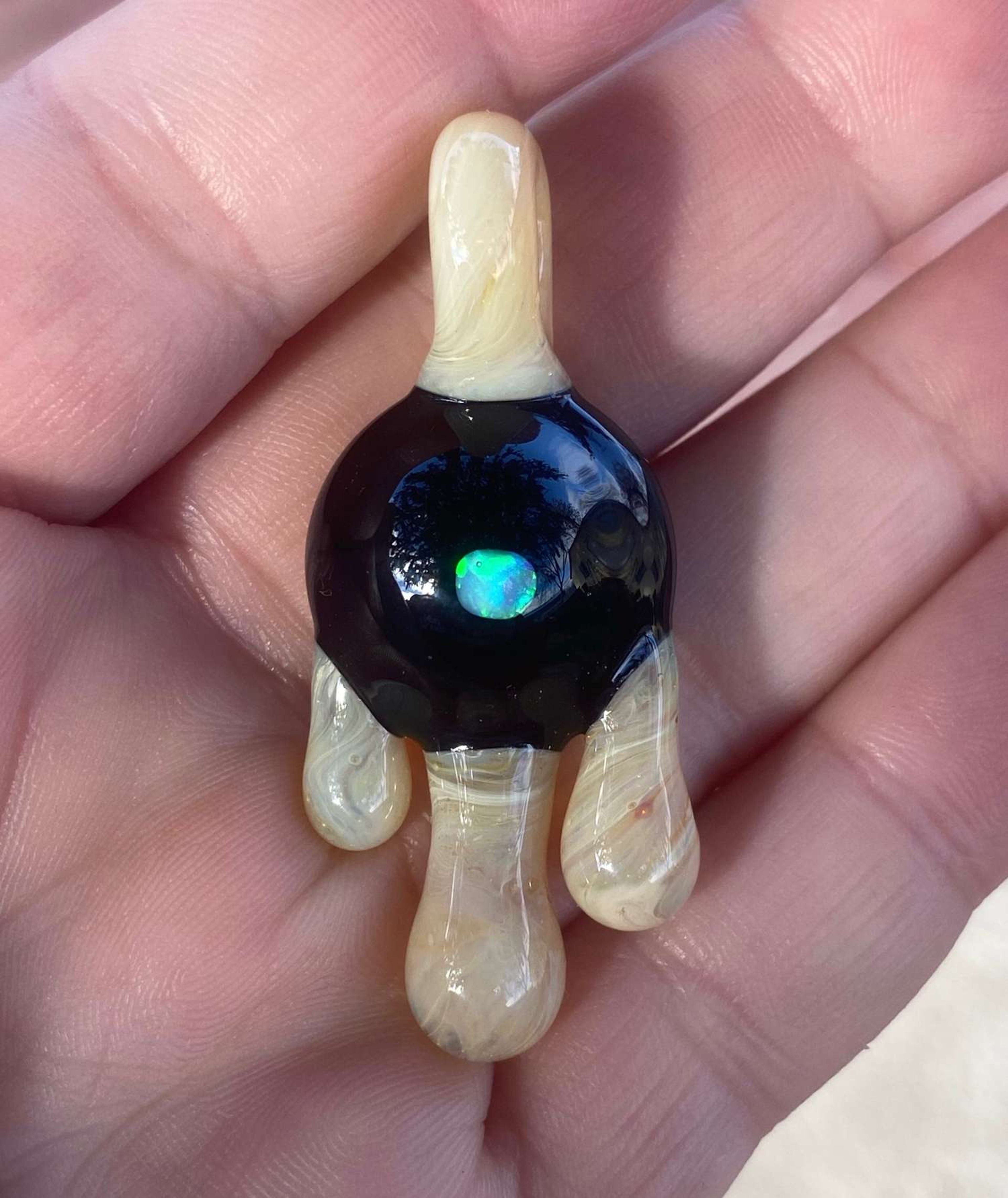 Black and Fumed Opal Drip Pendant image 0