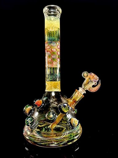 Preview pic of Hops x B$ Collab Beaker - Fumed with Worked Marbles