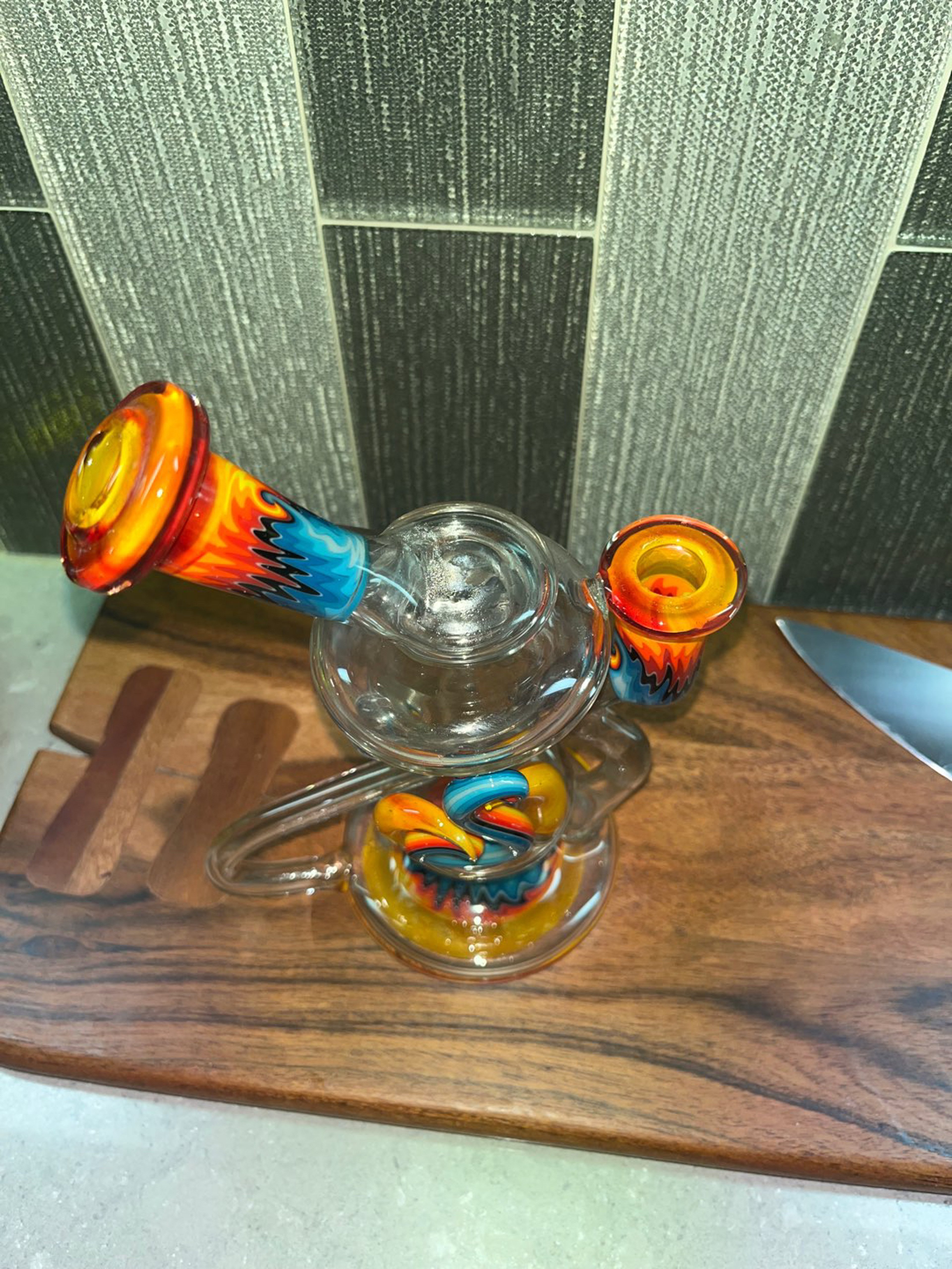 Fire and Ice Whit V glass recycler image 0