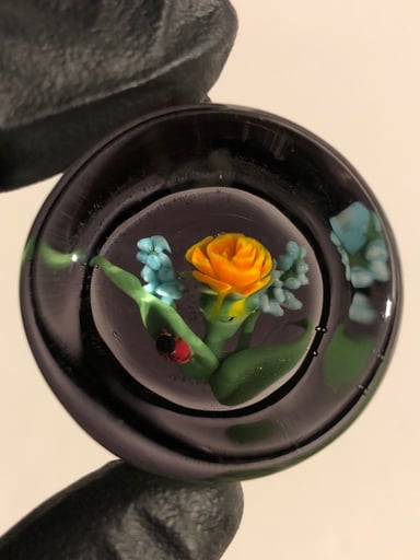 Preview pic of Grimm Glass Flower & Ladybug Dish/Paperweight