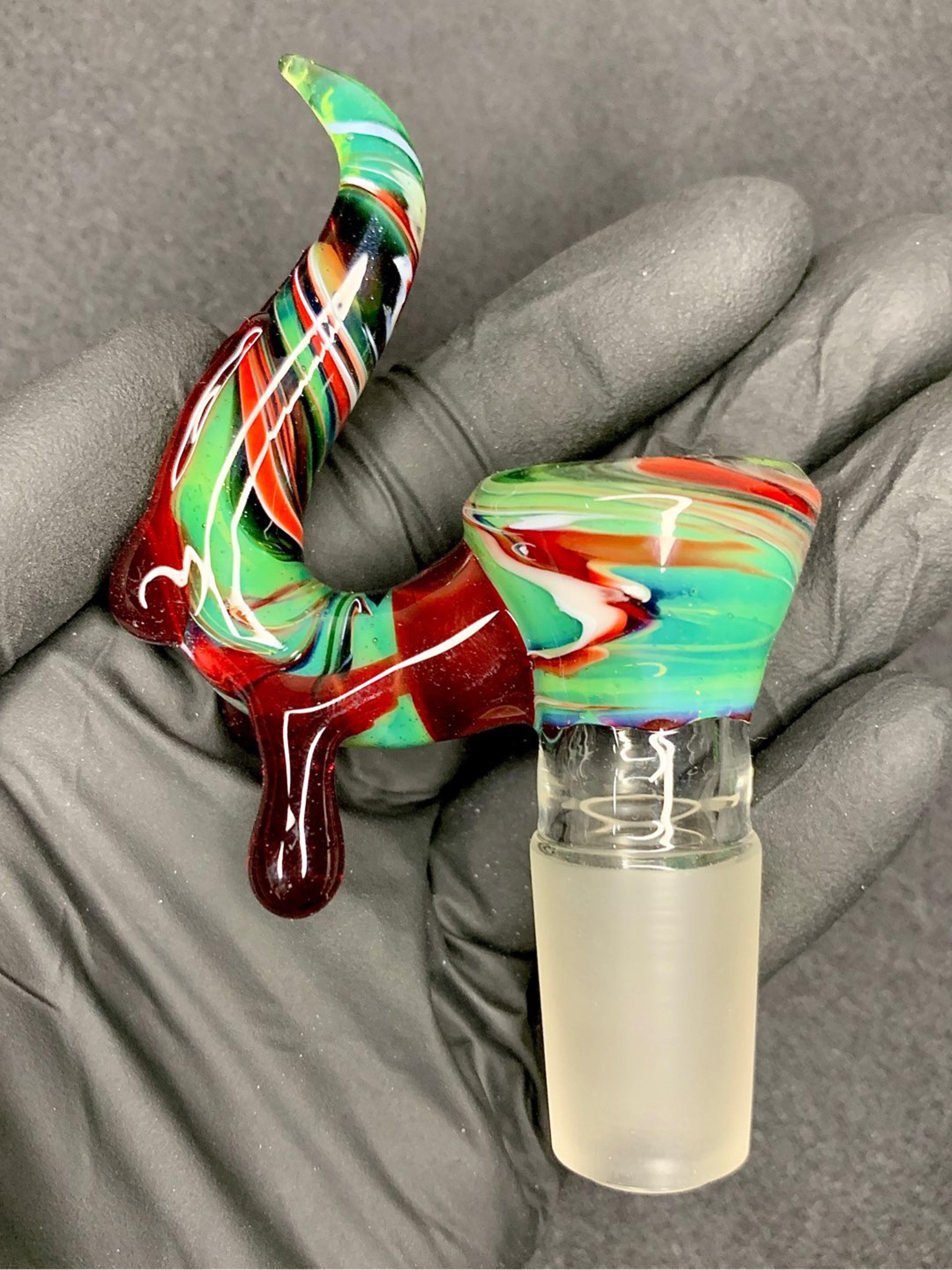 Preview pic of Sea slime/red elvis 18mm marble tech drip slide