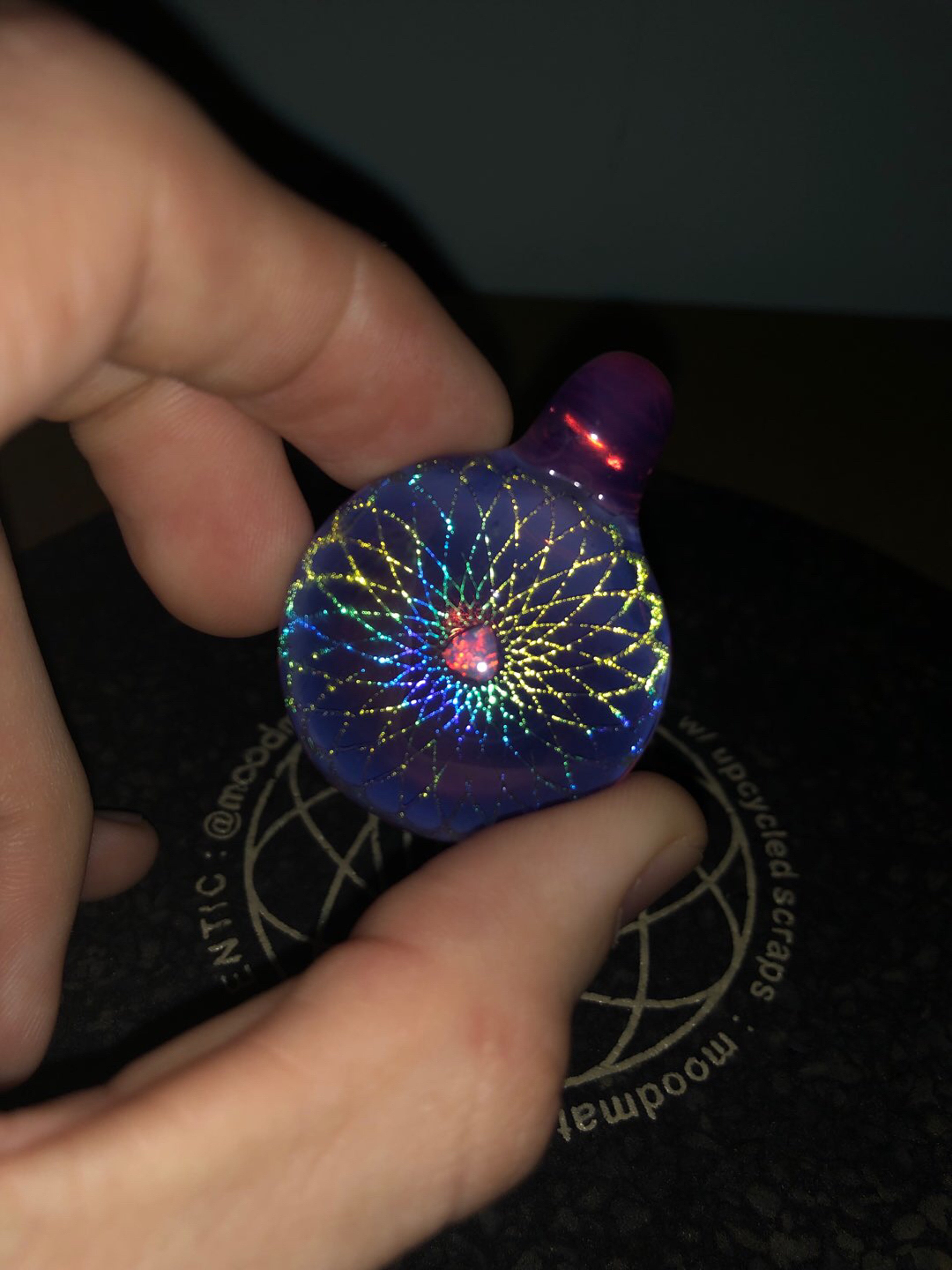 Rainbow dichro mandala with triangular opal image 0