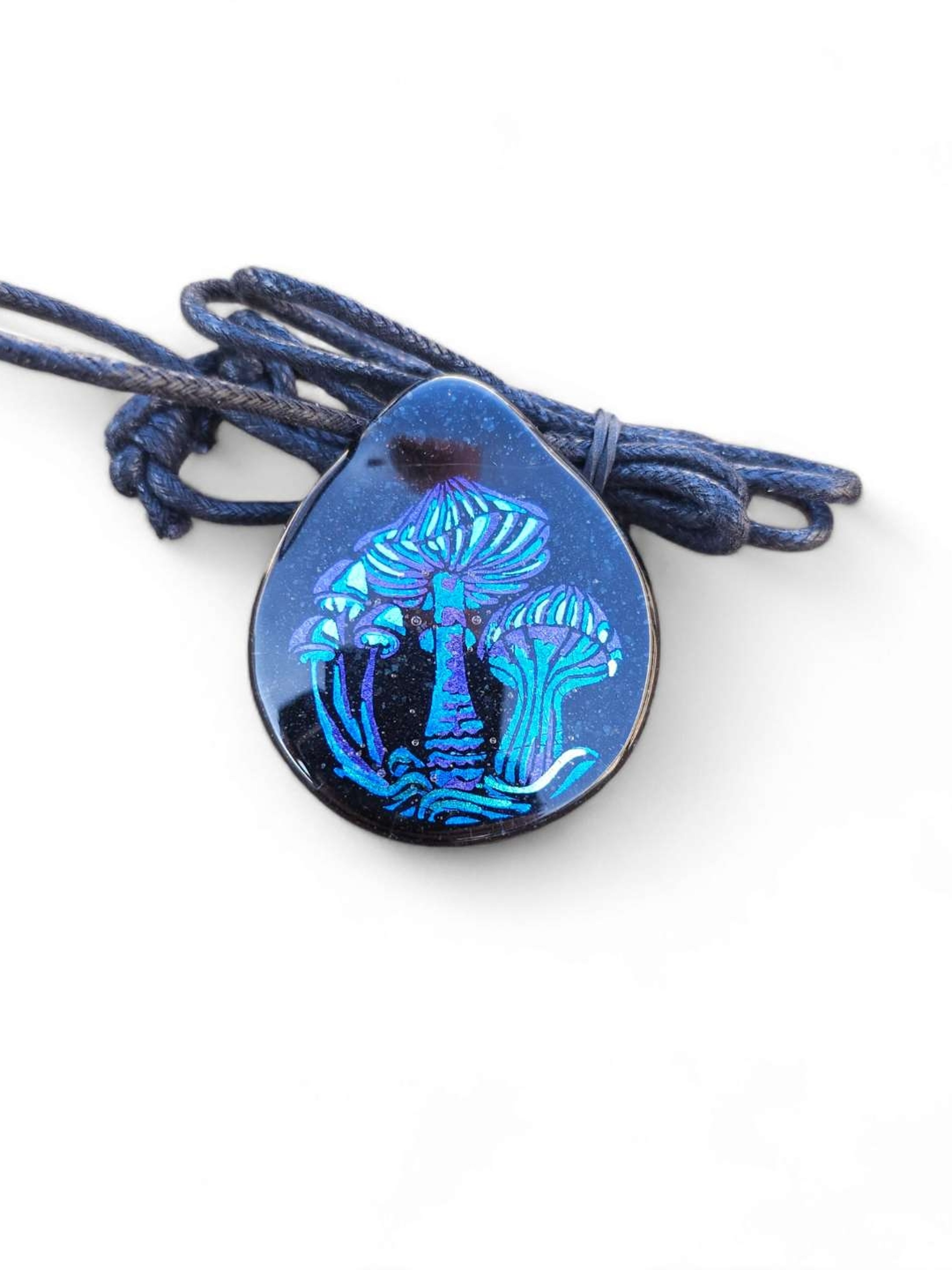 Preview pic of Trippy in Blue Mushroom Layered Dichro Pendant