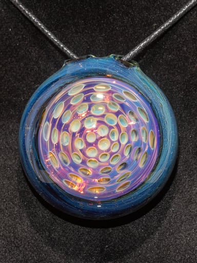 Preview pic of Lotus Pod Pendant | Amber Purple | Hollow Honeycomb | Fumed Blue Sparkle Pendant #2