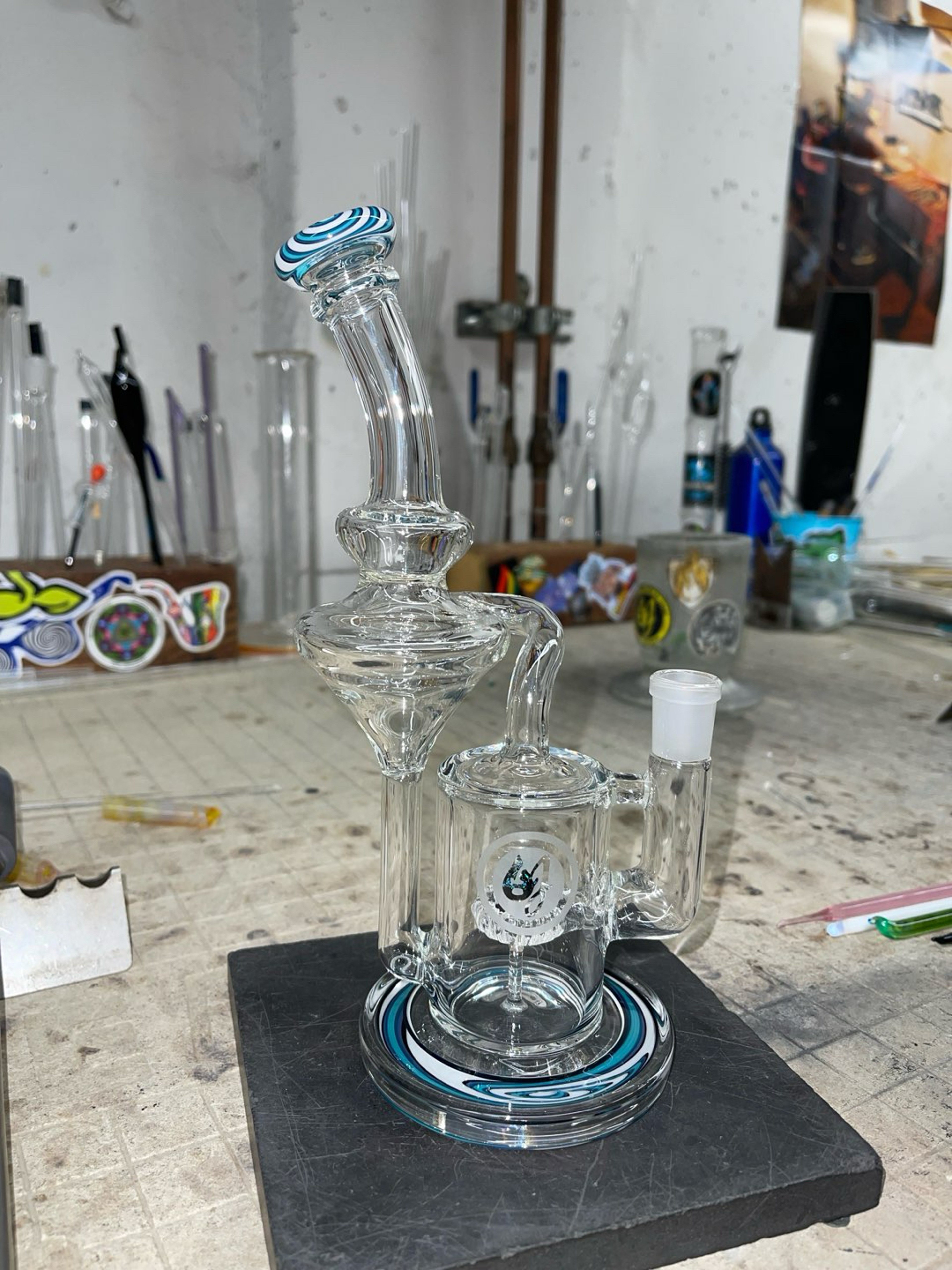 Recycler 14mm 9.5” tall crushed opal on perc image 0