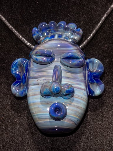 Preview pic of Glass Tiki Pendant | Sculpted Moai Necklace | Tiki Bar Jewelry Accessories | Easter Island Borosilicate Pele Totem Talisman | #5