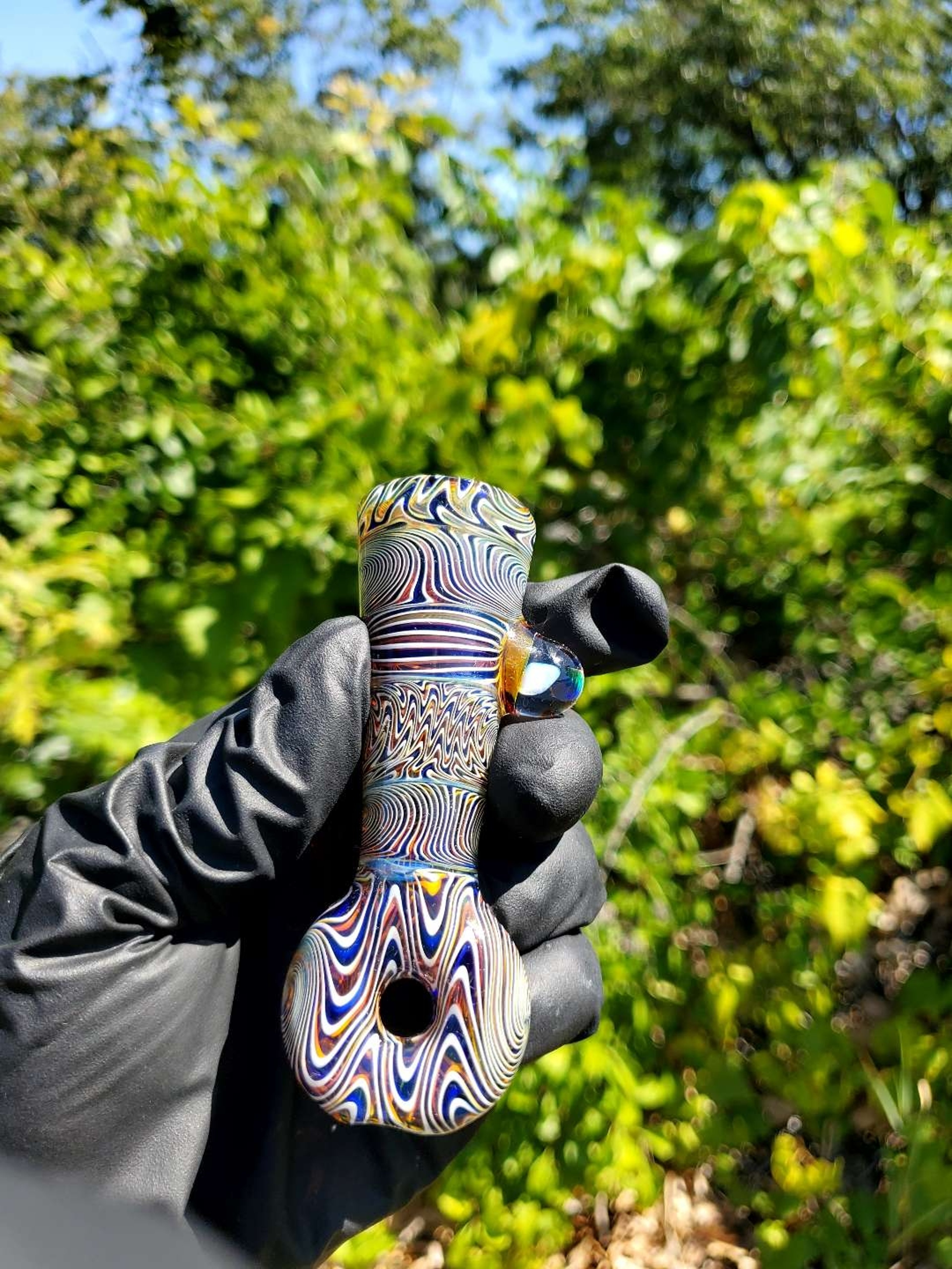 Lokis Lipstick x Blue Amber Purple Linework 6 Section Chillum image 0
