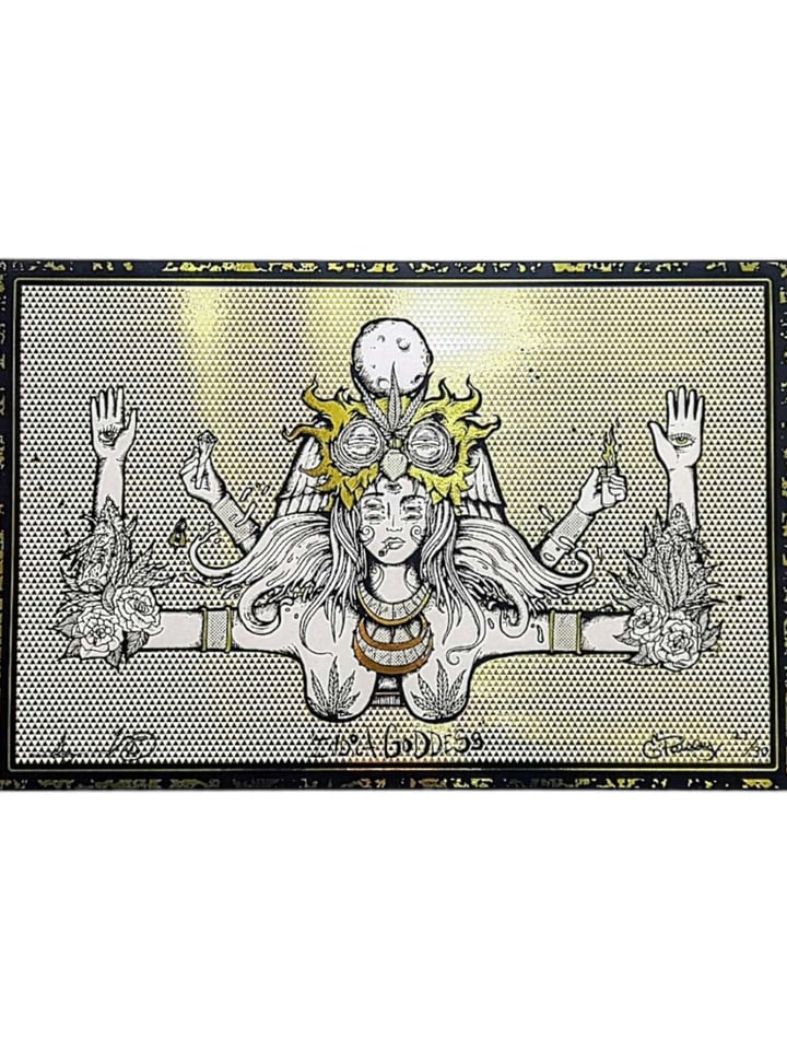 Aaron Brooks x Ellie Paisley "Indica Goddess (Gold Foil)" Print