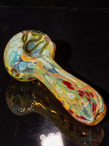 Preview pic of Inside Out Glass Pipe | Silver Fumed Spoon | Color Changing Heady Thick Pipe | #2