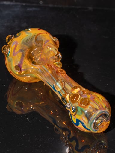 Preview pic of Inside Out Glass Pipe | Silver Fumed Spoon | Color Changing Heady Thick Pipe | #3