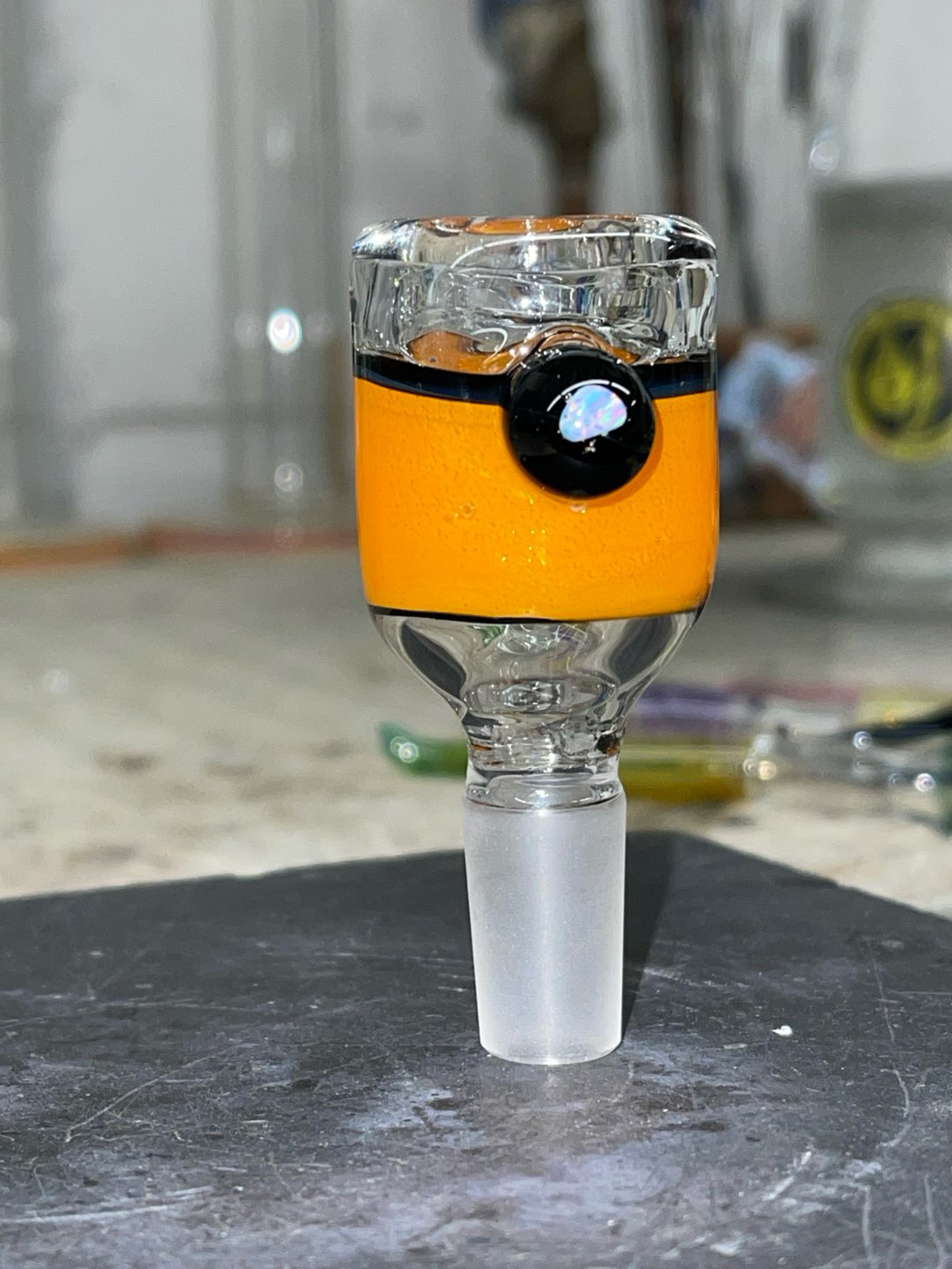Preview pic of Tangie 14mm 1 hole slide with white opal marble