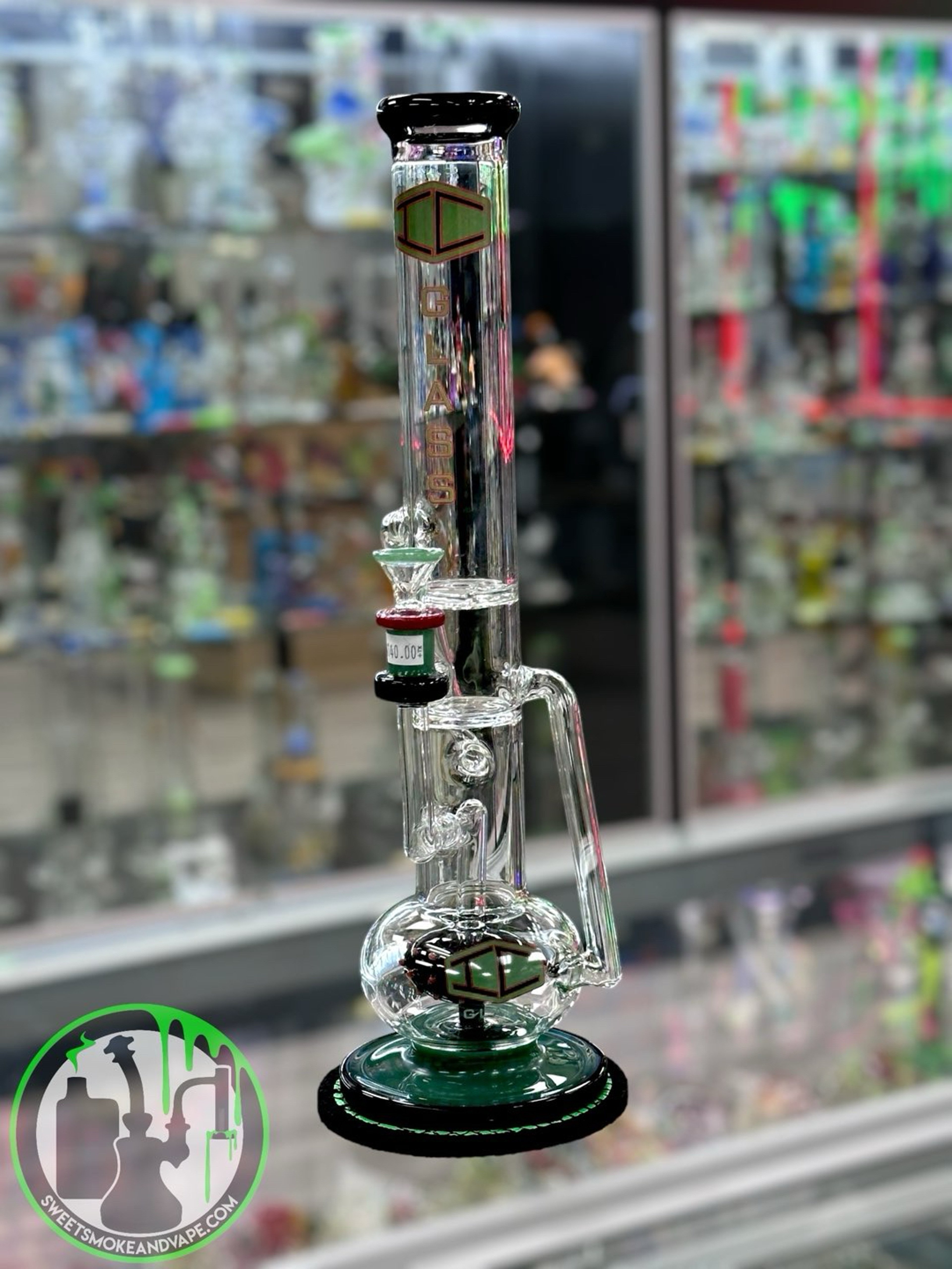 Preview pic of IC Glass - Straight Shooter Recycler Green & Black