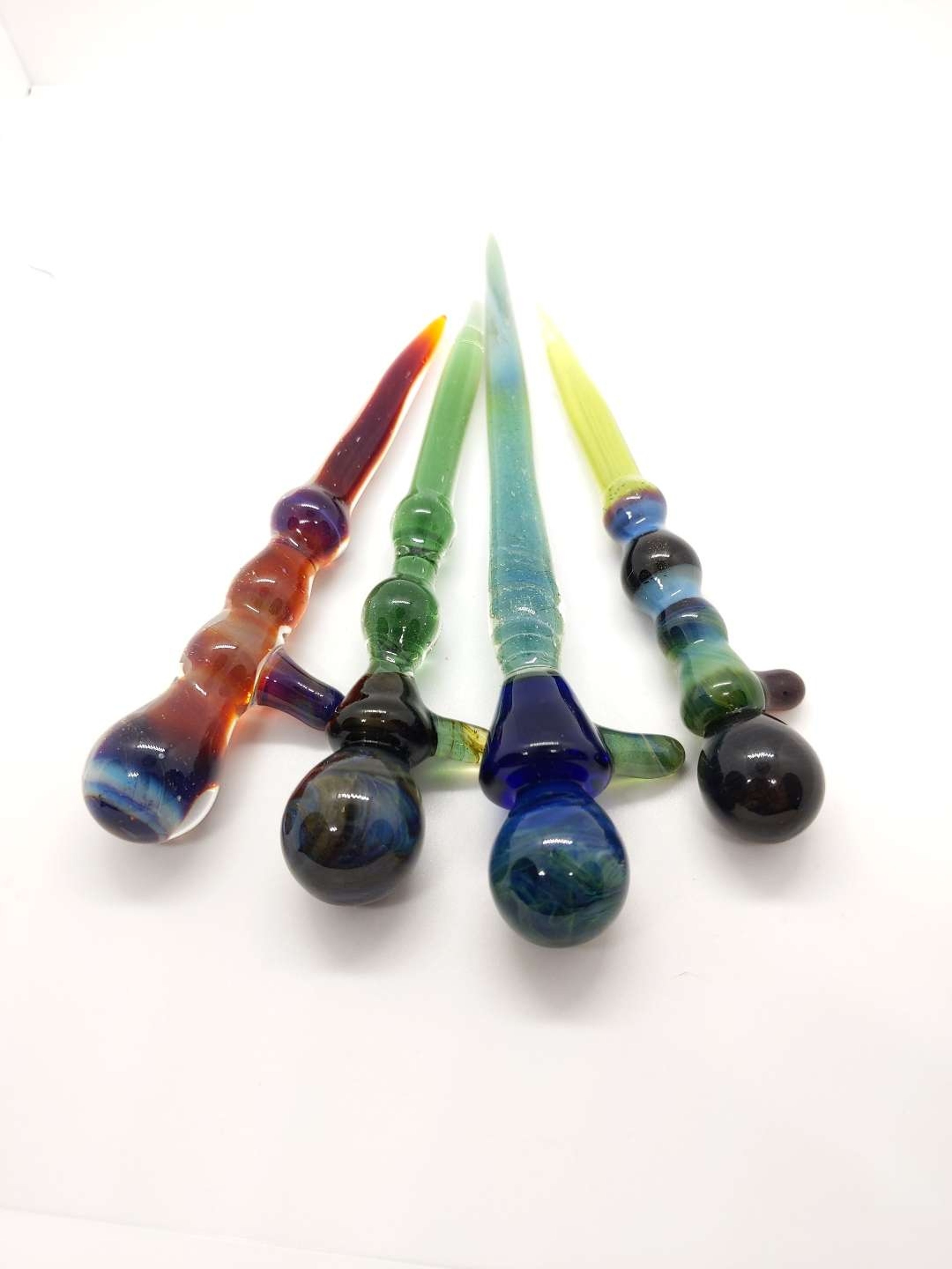 Preview pic of Hand Blown Pokers in Blues & Greens. 3/$75 Ships Free
